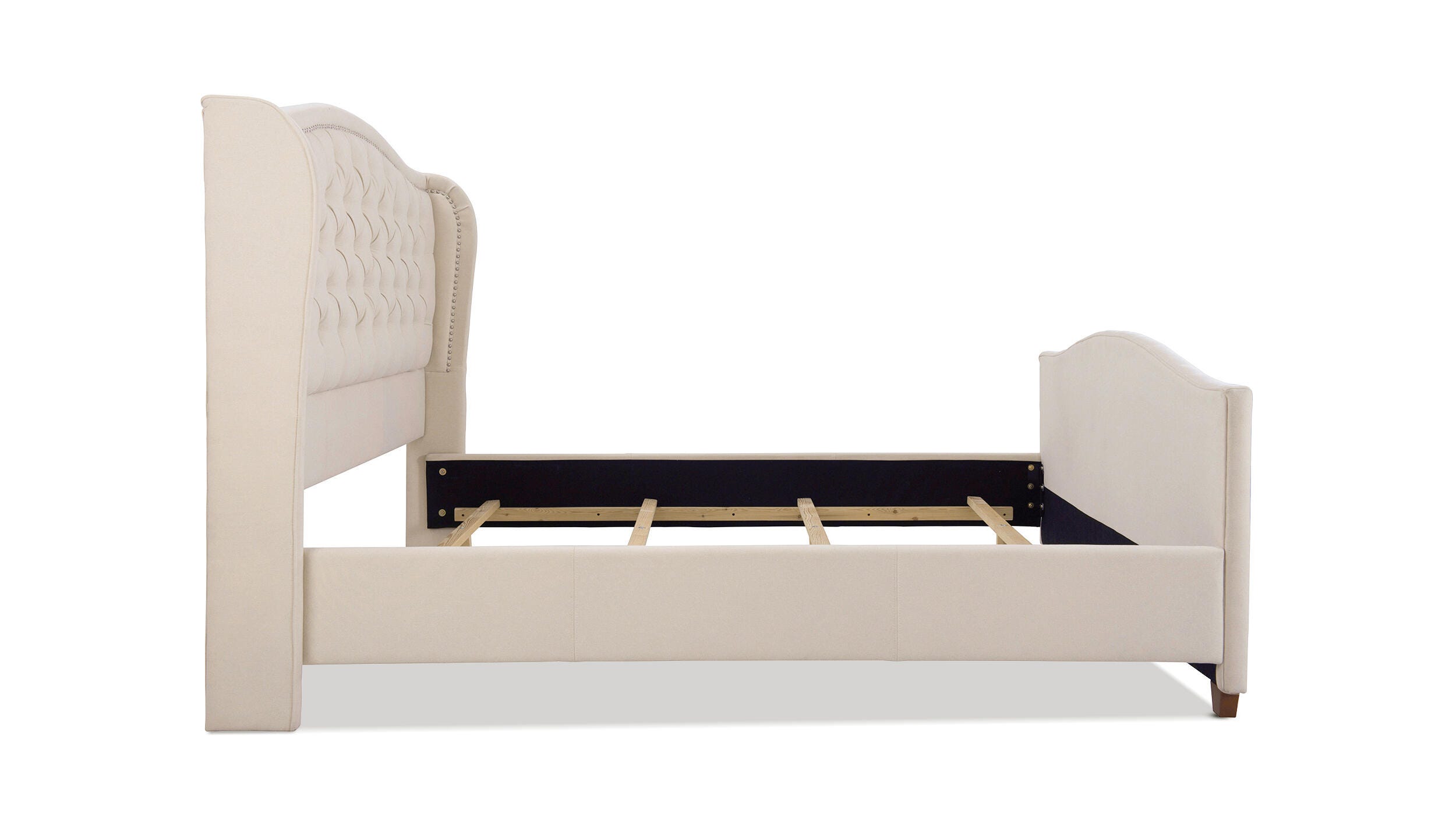 Jennifer Taylor Home Marcella Marcella Upholstered Shelter King Headboard Bed, Sky Neutral Beige, large