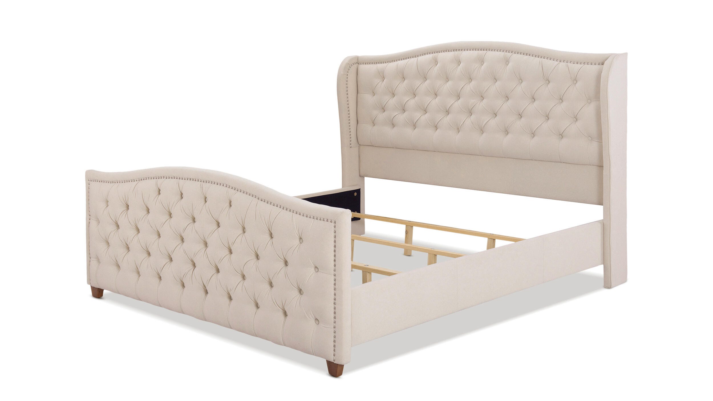 Jennifer Taylor Home Marcella Marcella Upholstered Shelter King Headboard Bed, Sky Neutral Beige, large