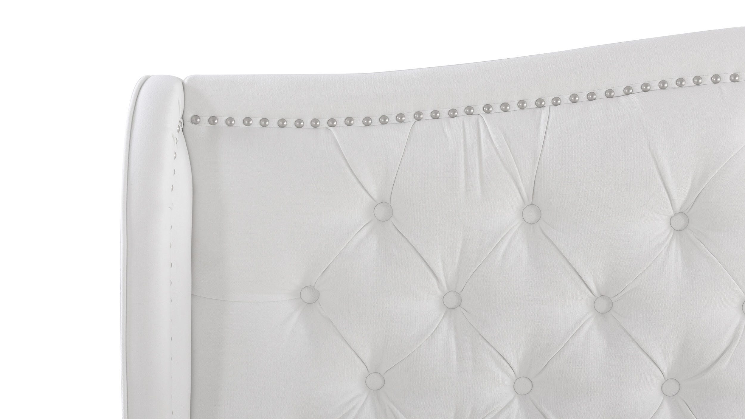 Jennifer Taylor Home Marcella Marcella Upholstered Shelter King Headboard Bed, Bright White, large