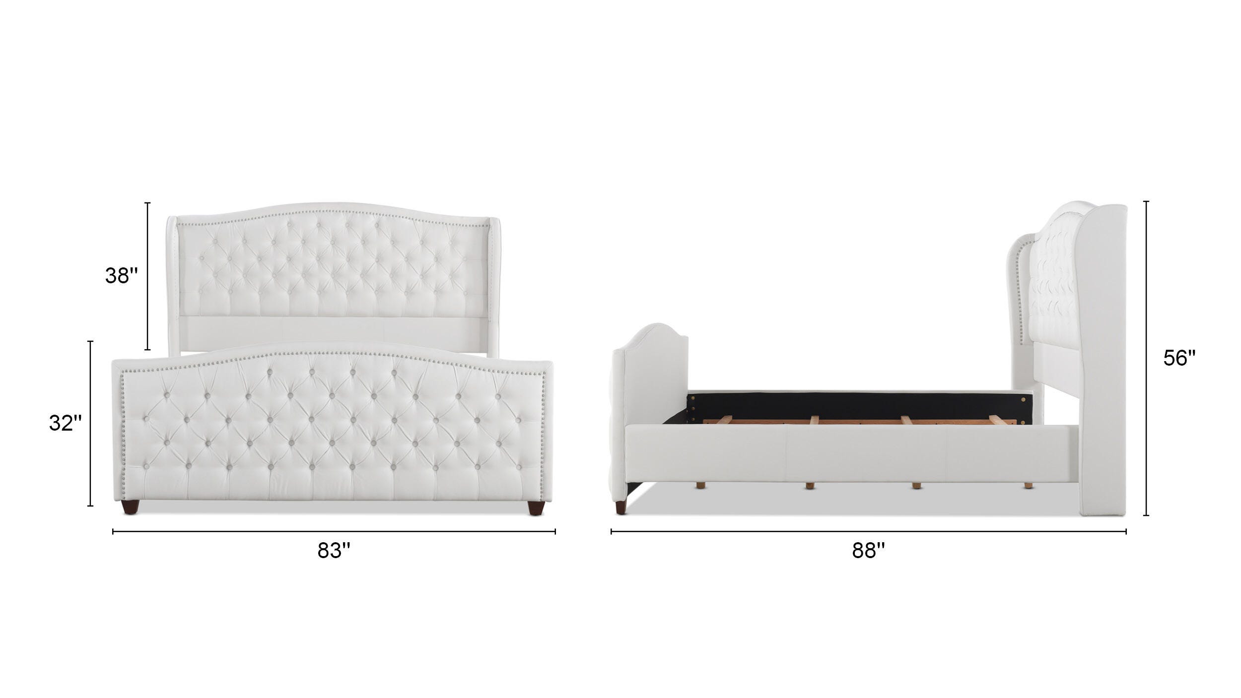 Jennifer Taylor Home Marcella Marcella Upholstered Shelter King Headboard Bed, Bright White, large