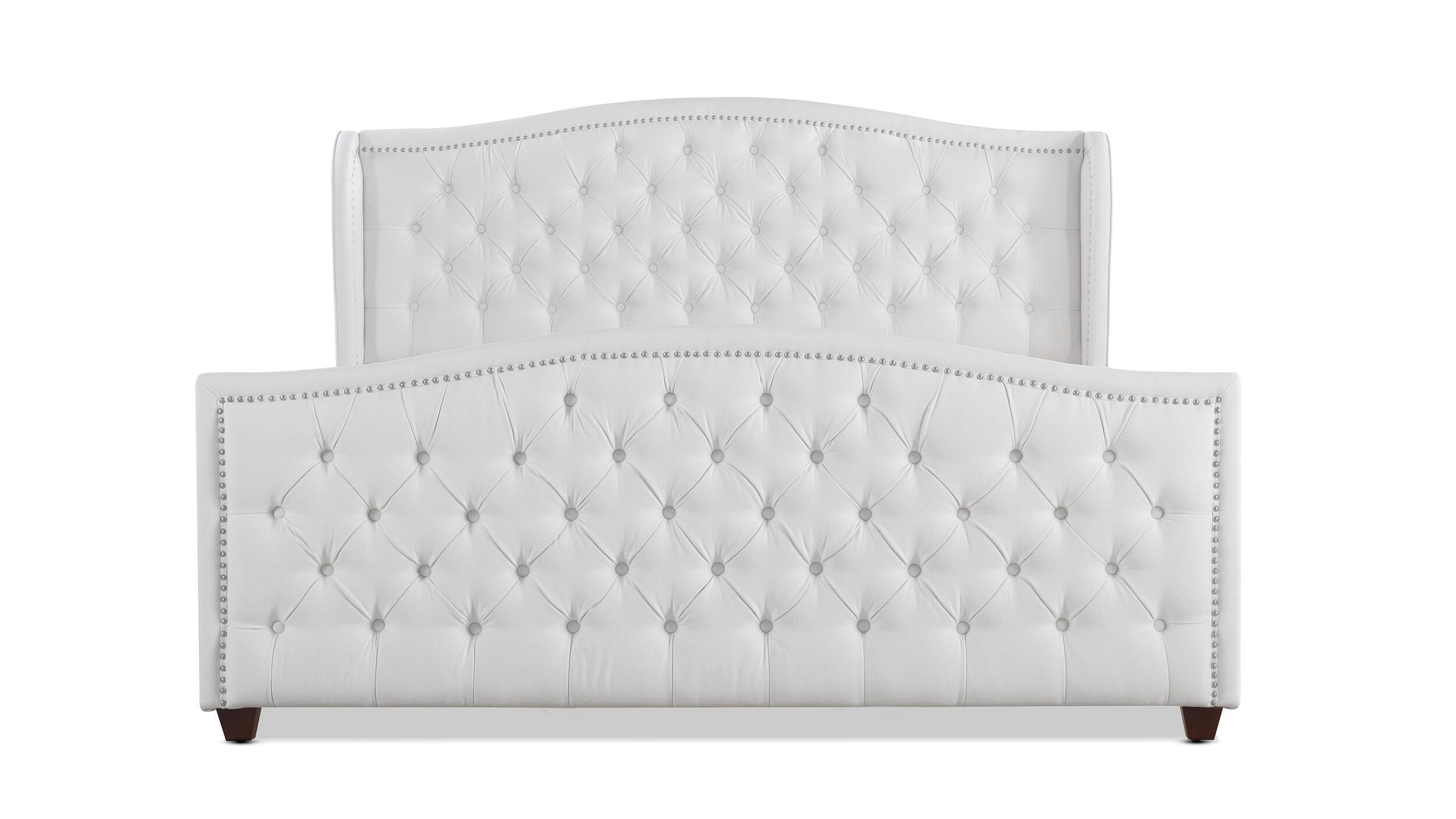 Jennifer Taylor Home Marcella Marcella Upholstered Shelter King Headboard Bed, Bright White, large