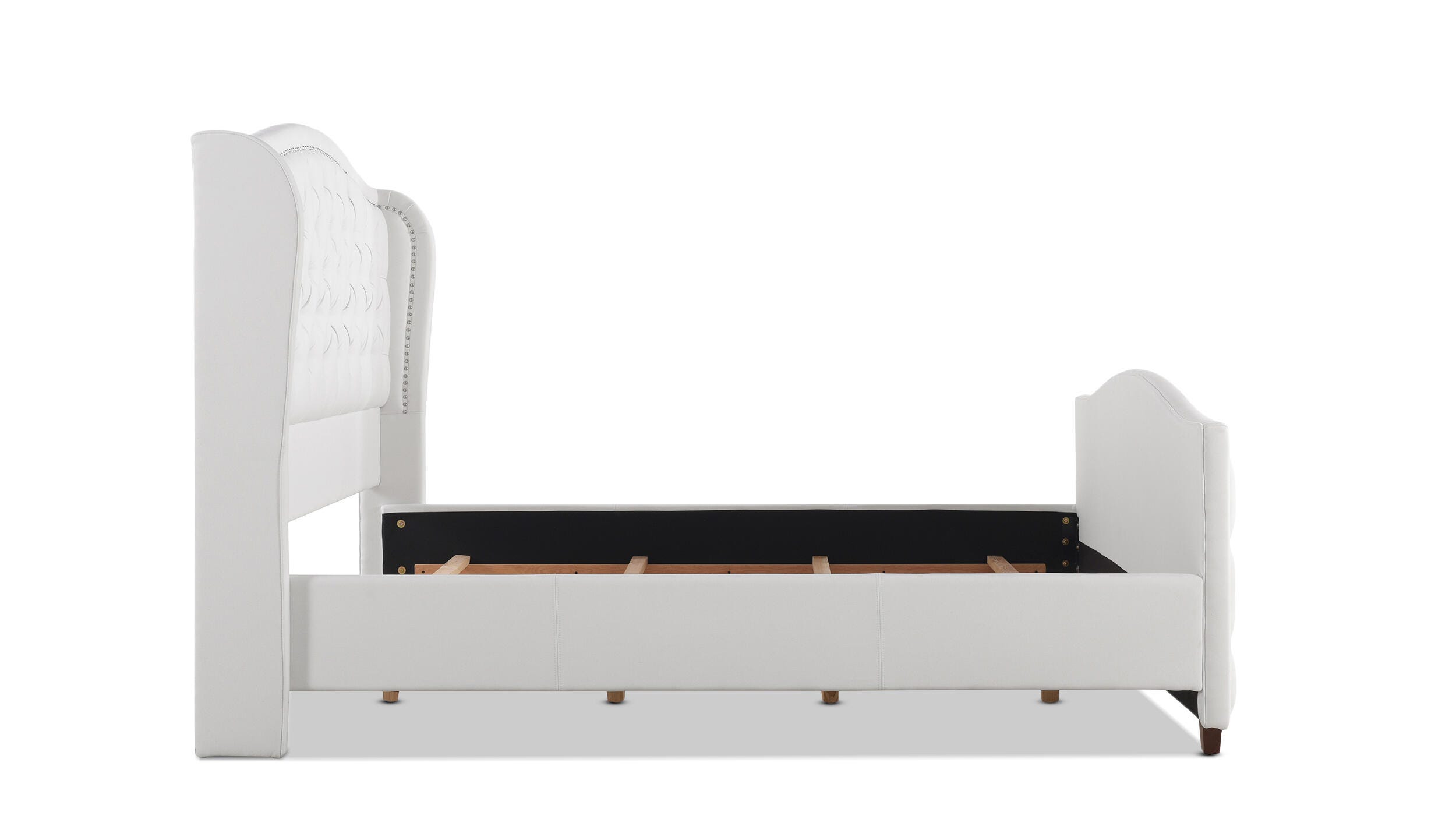Jennifer Taylor Home Marcella Marcella Upholstered Shelter King Headboard Bed, Bright White, large