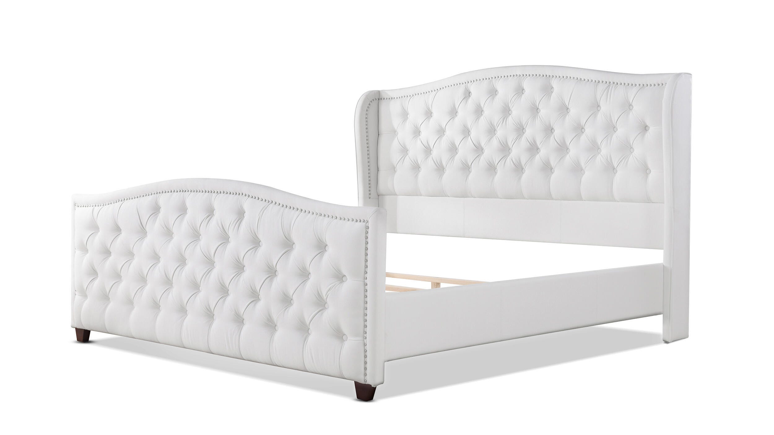 Jennifer Taylor Home Marcella Marcella Upholstered Shelter King Headboard Bed, Bright White, large