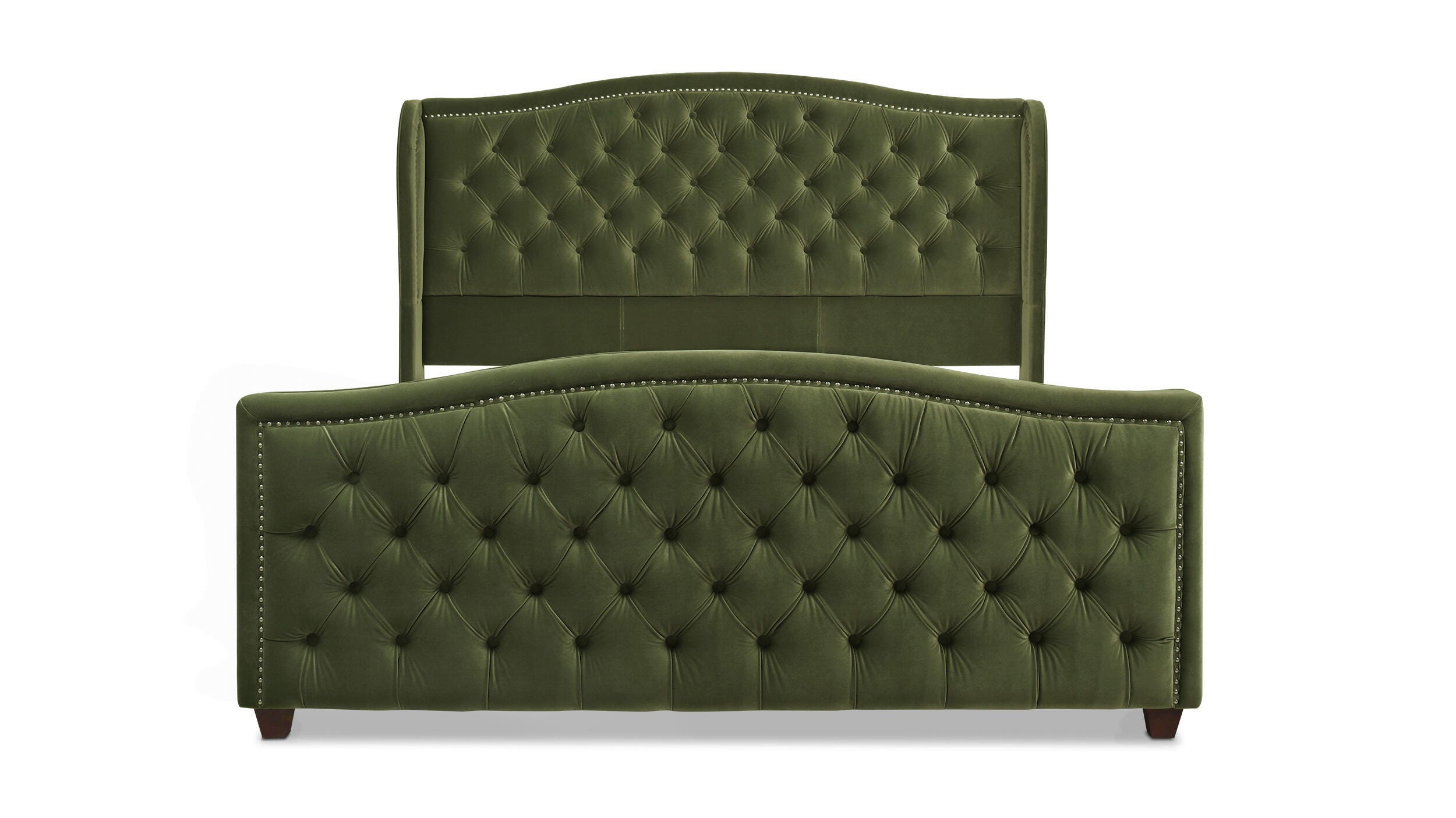 Jennifer Taylor Home Marcella Marcella Upholstered Shelter King Headboard Bed, Olive Green, large