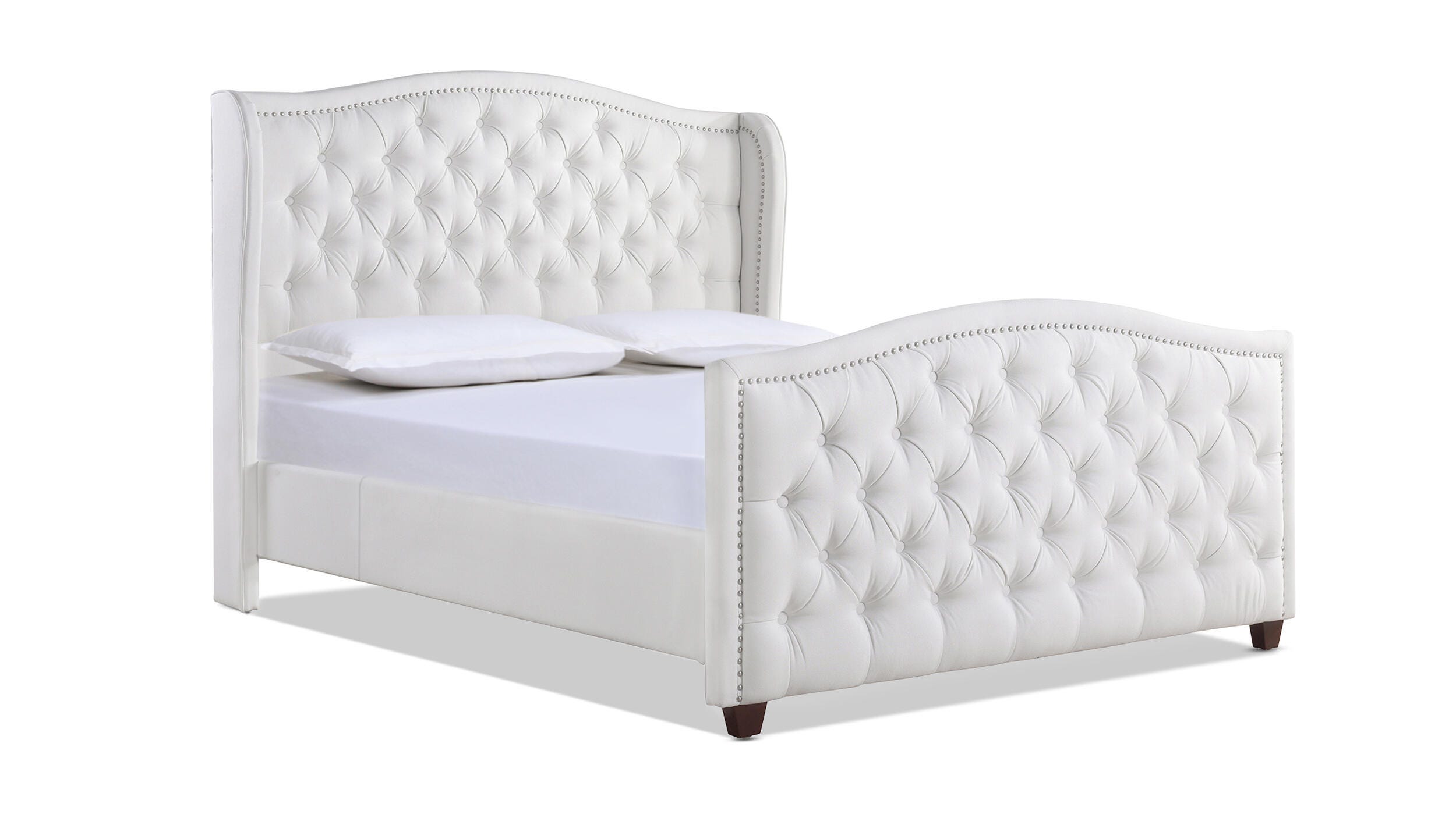 Jennifer Taylor Marcella Upholstered Shelter Queen Headboard, Bright White, large