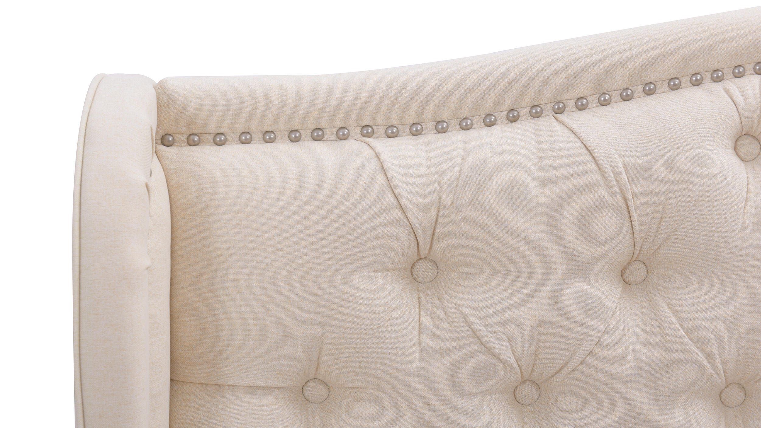Jennifer Taylor Home Marcella Marcella Upholstered Shelter Queen Headboard, Sky Neutral Beige, large
