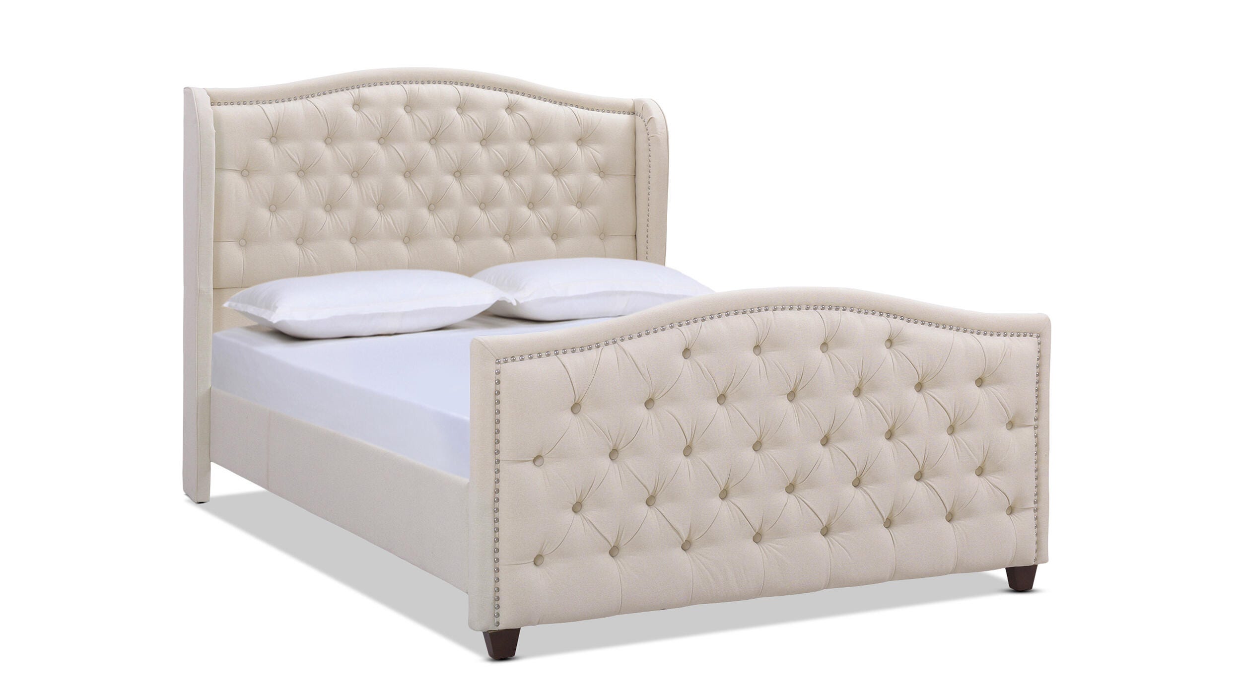 Jennifer Taylor Marcella Upholstered Shelter Queen Headboard, Sky Neutral Beige, large