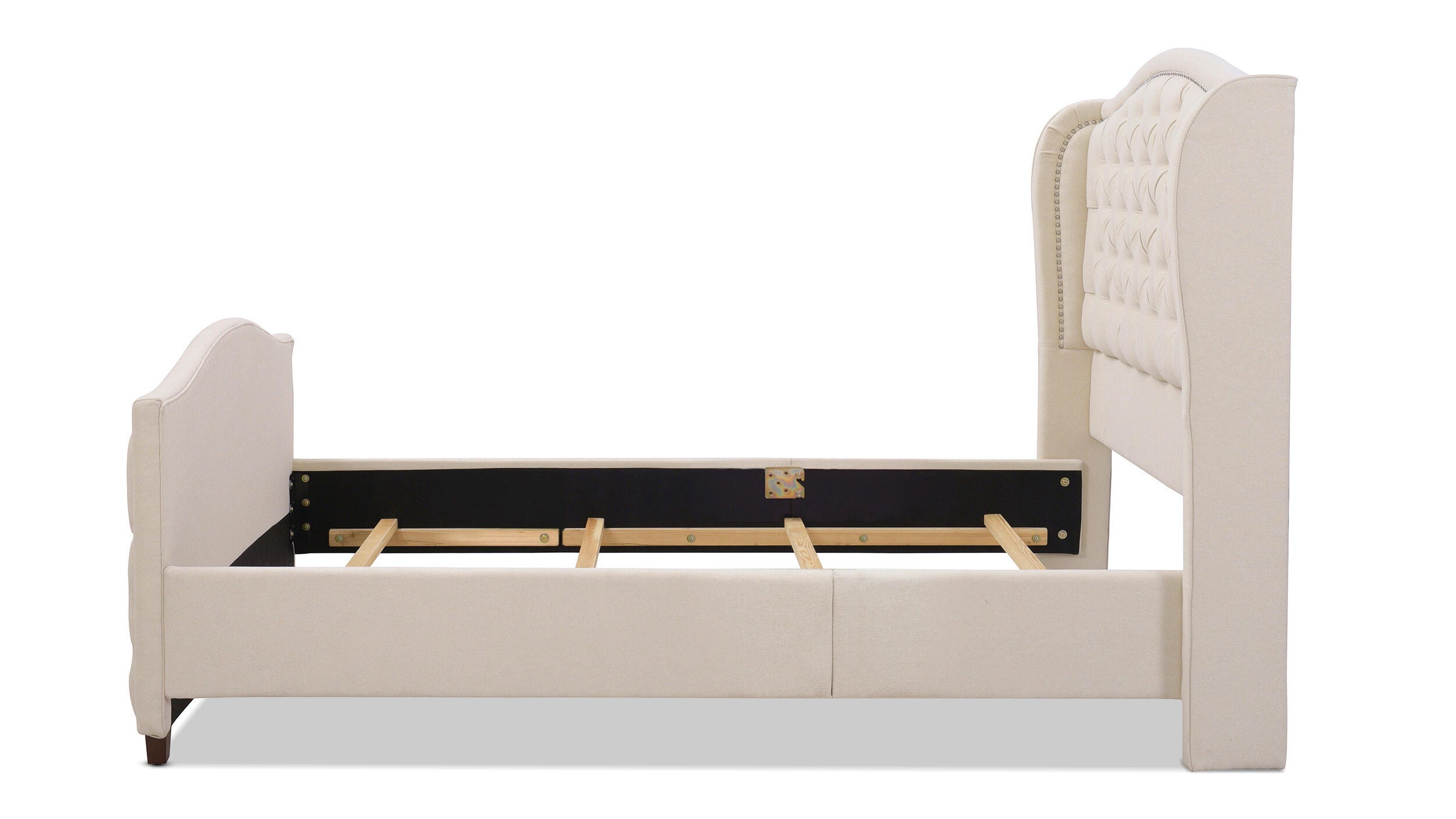 Jennifer Taylor Home Marcella Marcella Upholstered Shelter Queen Headboard, Sky Neutral Beige, large