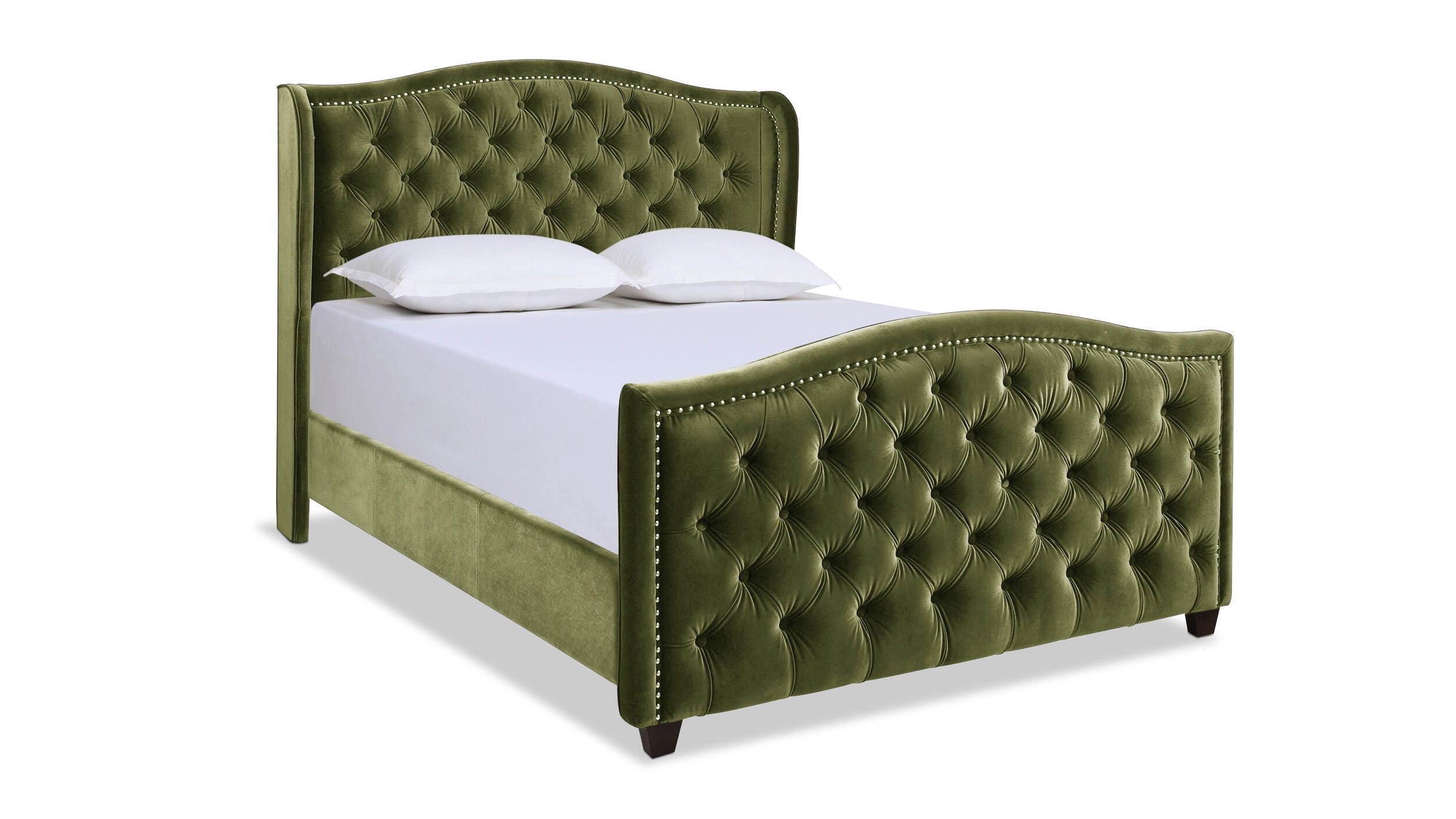 Jennifer Taylor Marcella Upholstered Shelter Queen Headboard, Olive Green, large