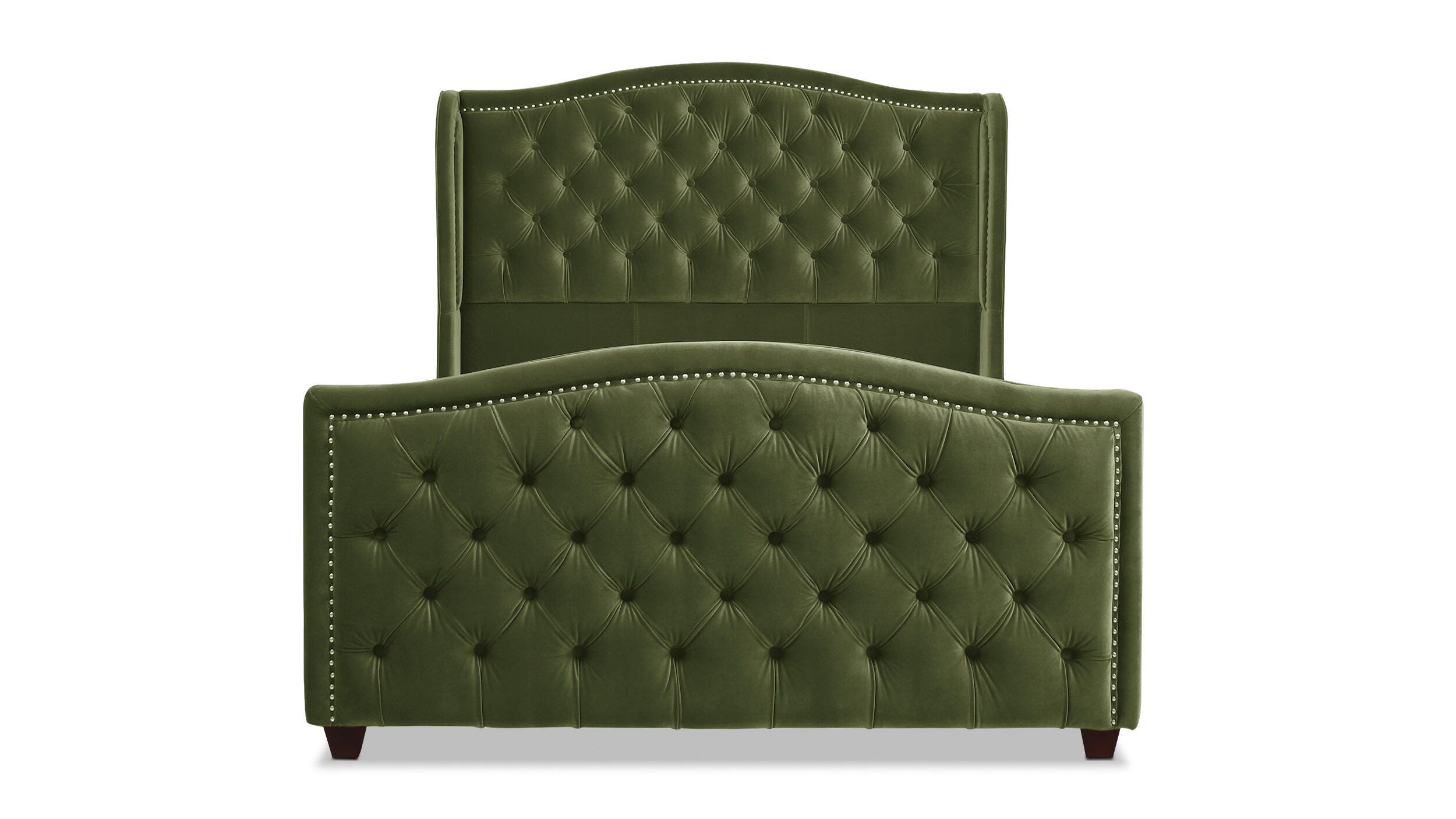 Jennifer Taylor Home Marcella Marcella Upholstered Shelter Queen Headboard, Olive Green, large