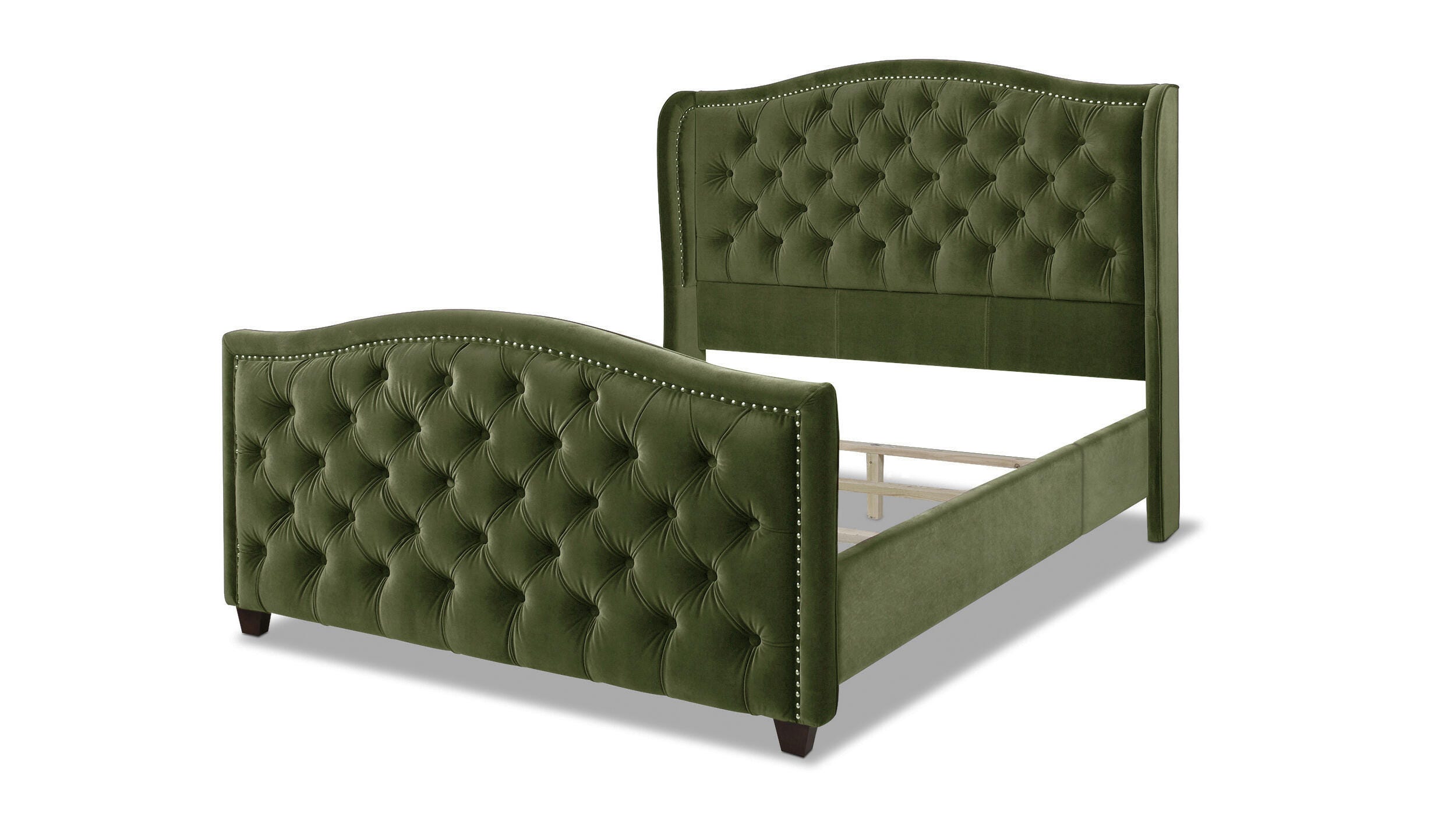 Jennifer Taylor Home Marcella Marcella Upholstered Shelter Queen Headboard, Olive Green, large