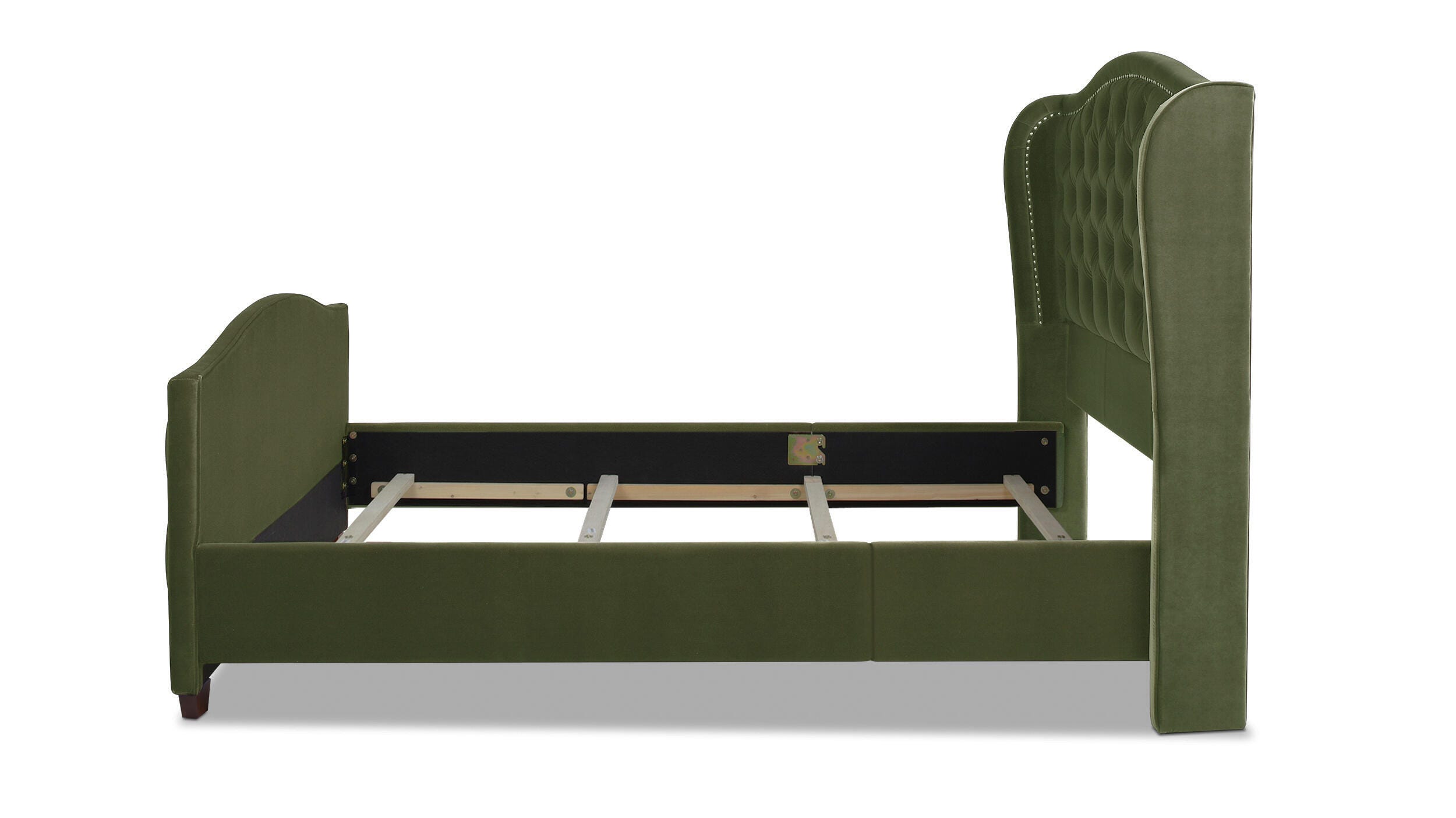 Jennifer Taylor Home Marcella Marcella Upholstered Shelter Queen Headboard, Olive Green, large