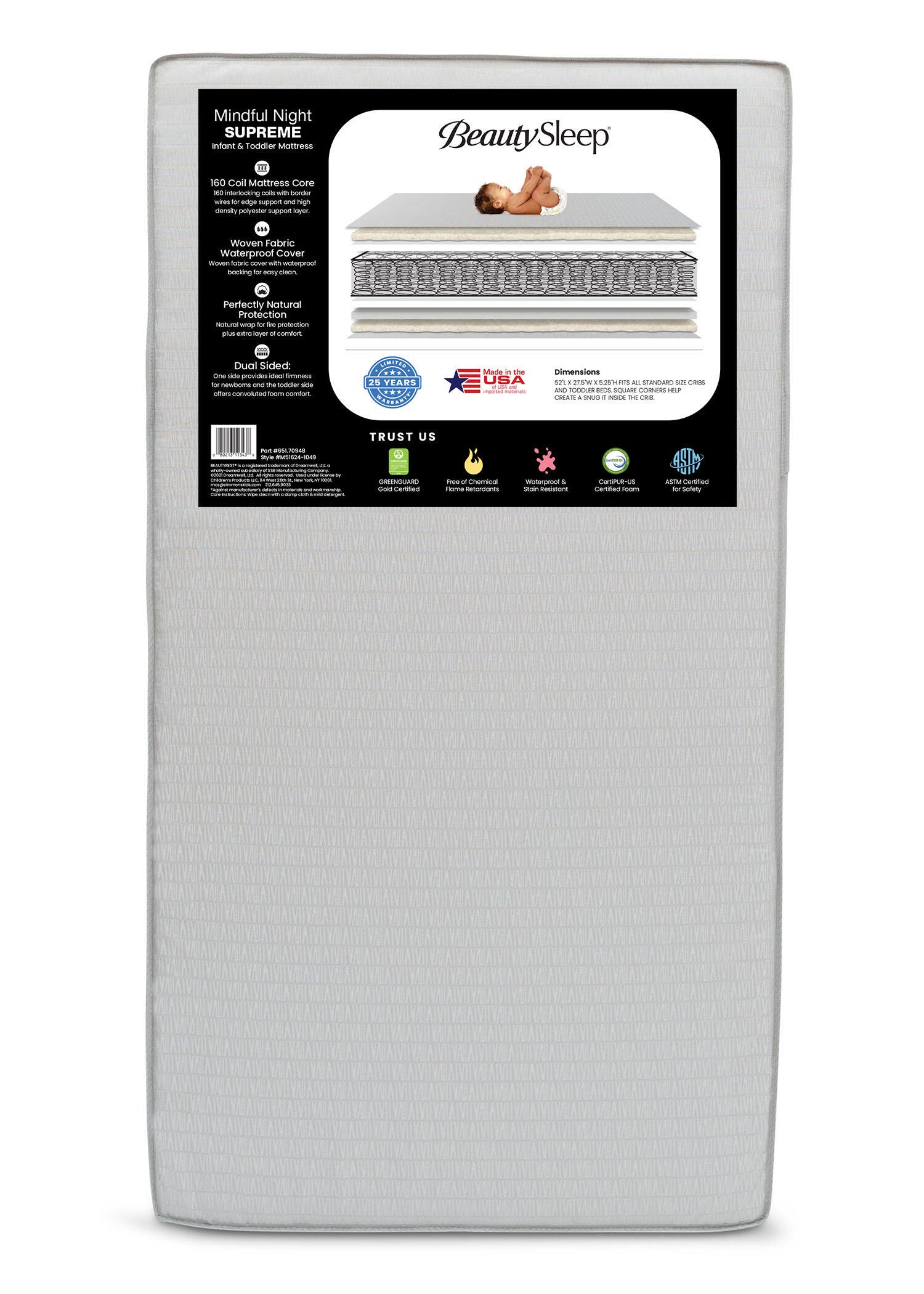 BeautySleep Mindful Night Supreme Two-Stage Crib and Toddler Mattress, Greenguard Gold Certified, , rollover