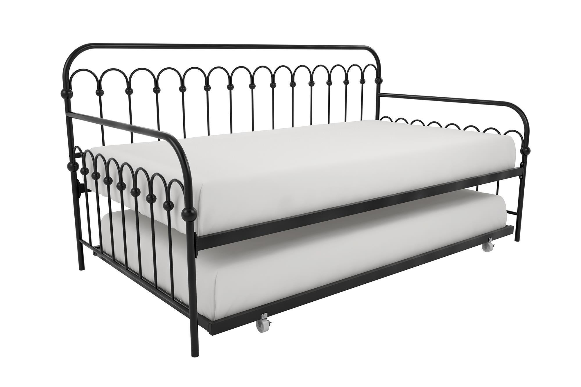 Novogratz Bright Pop Metal Daybed with Trundle, Black, Twin, Black, large