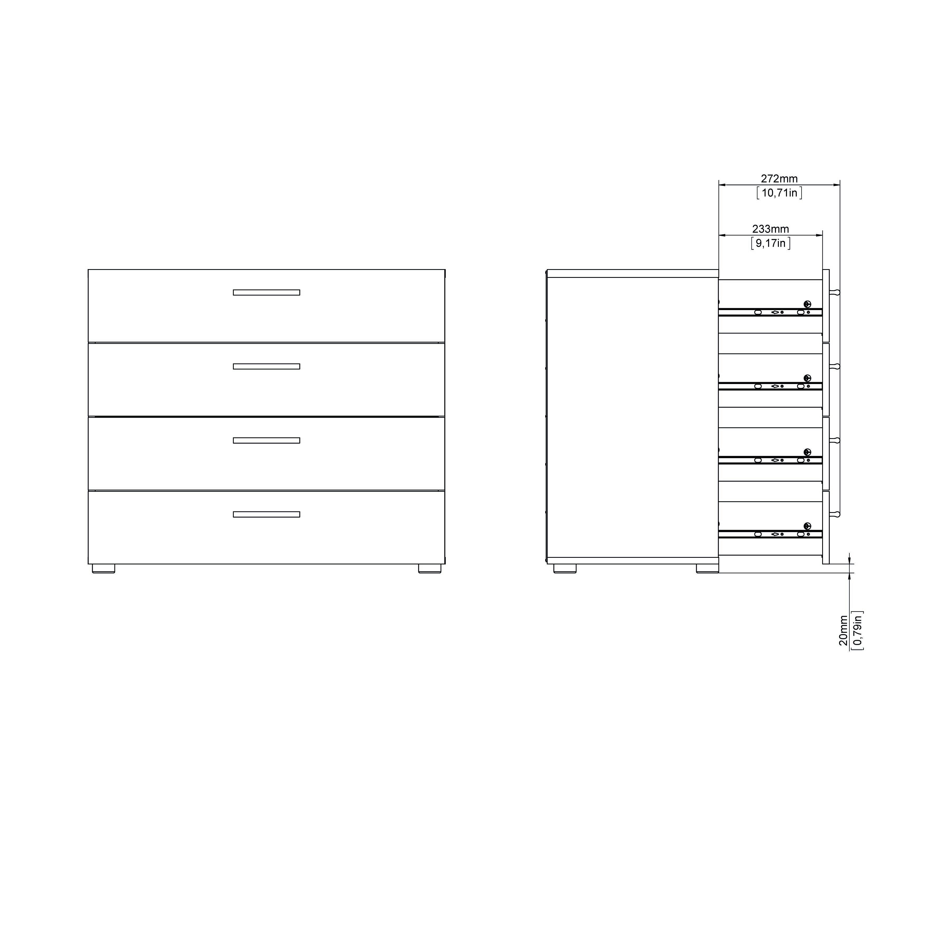 Austin 4 Drawer Chest, Oak/White, large