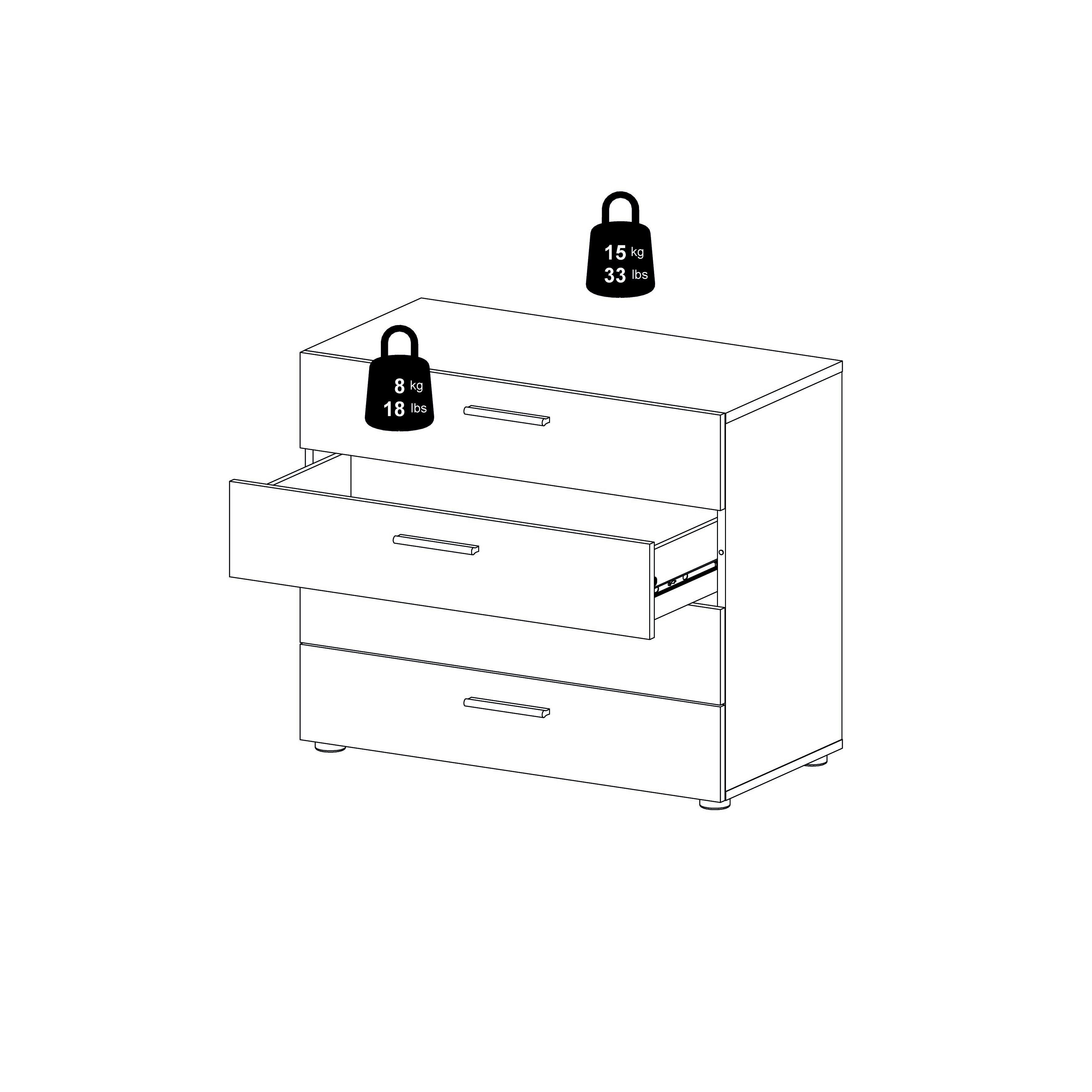 Austin 4 Drawer Chest, Oak/White, large
