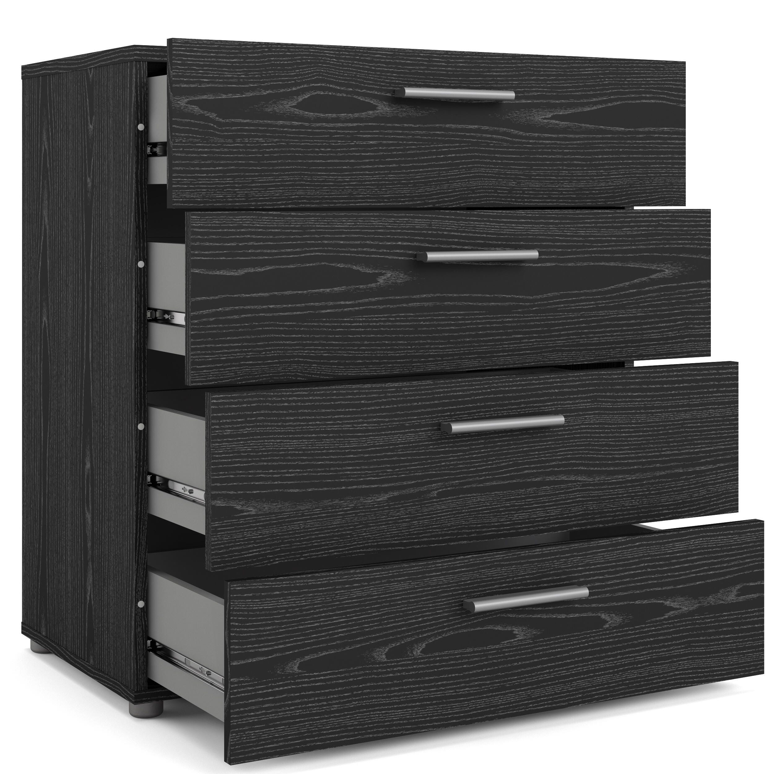 Austin 4 Drawer Chest, Black Woodgrain, large