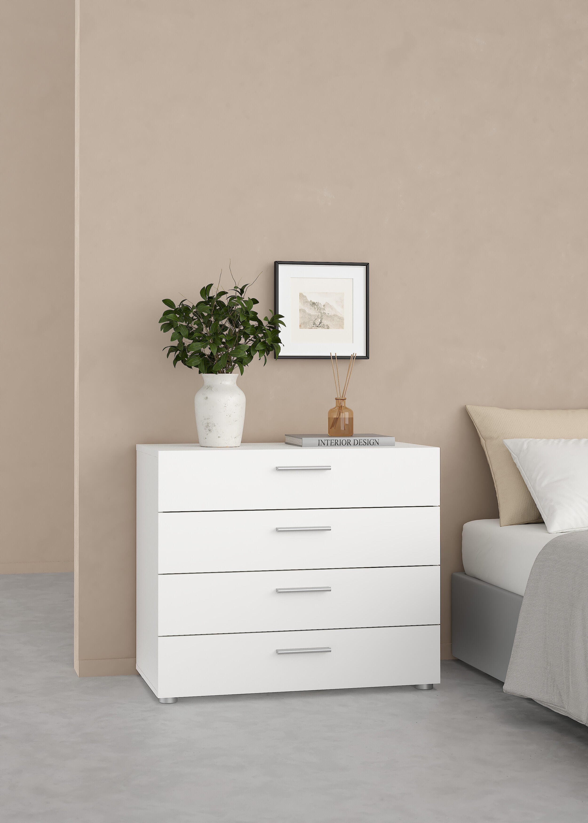 Tvilum Austin 4 Drawer Chest of Drawers, White, rollover