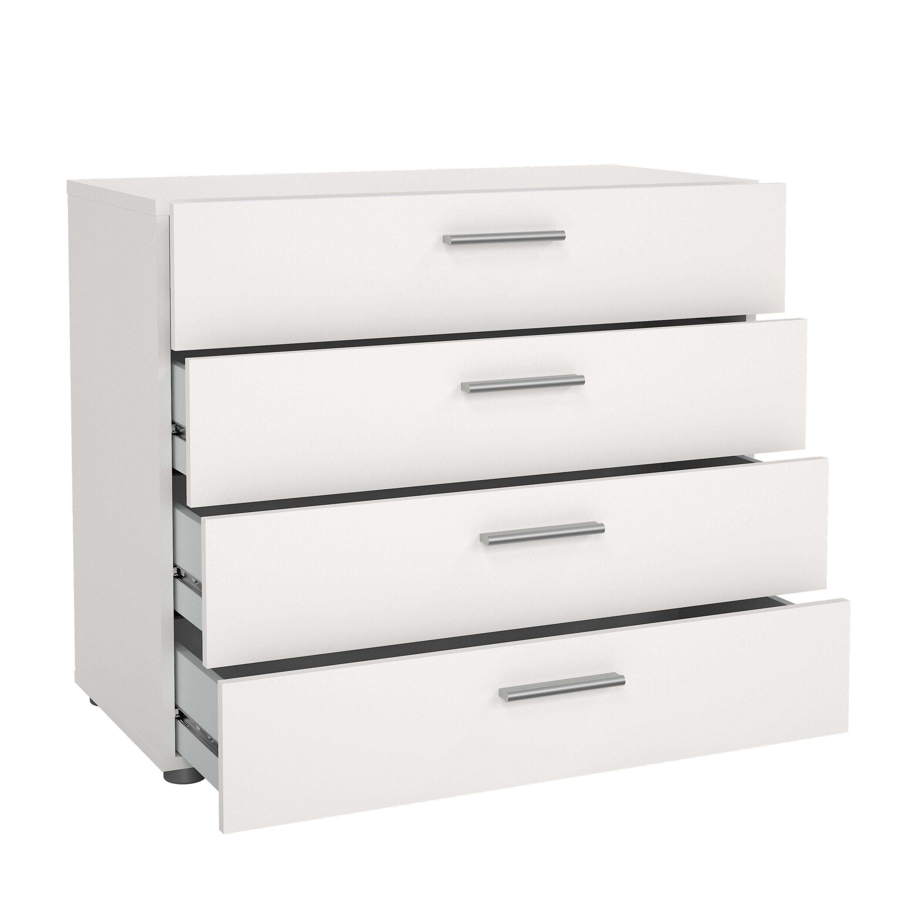 Tvilum Austin 4 Drawer Chest of Drawers, White, large