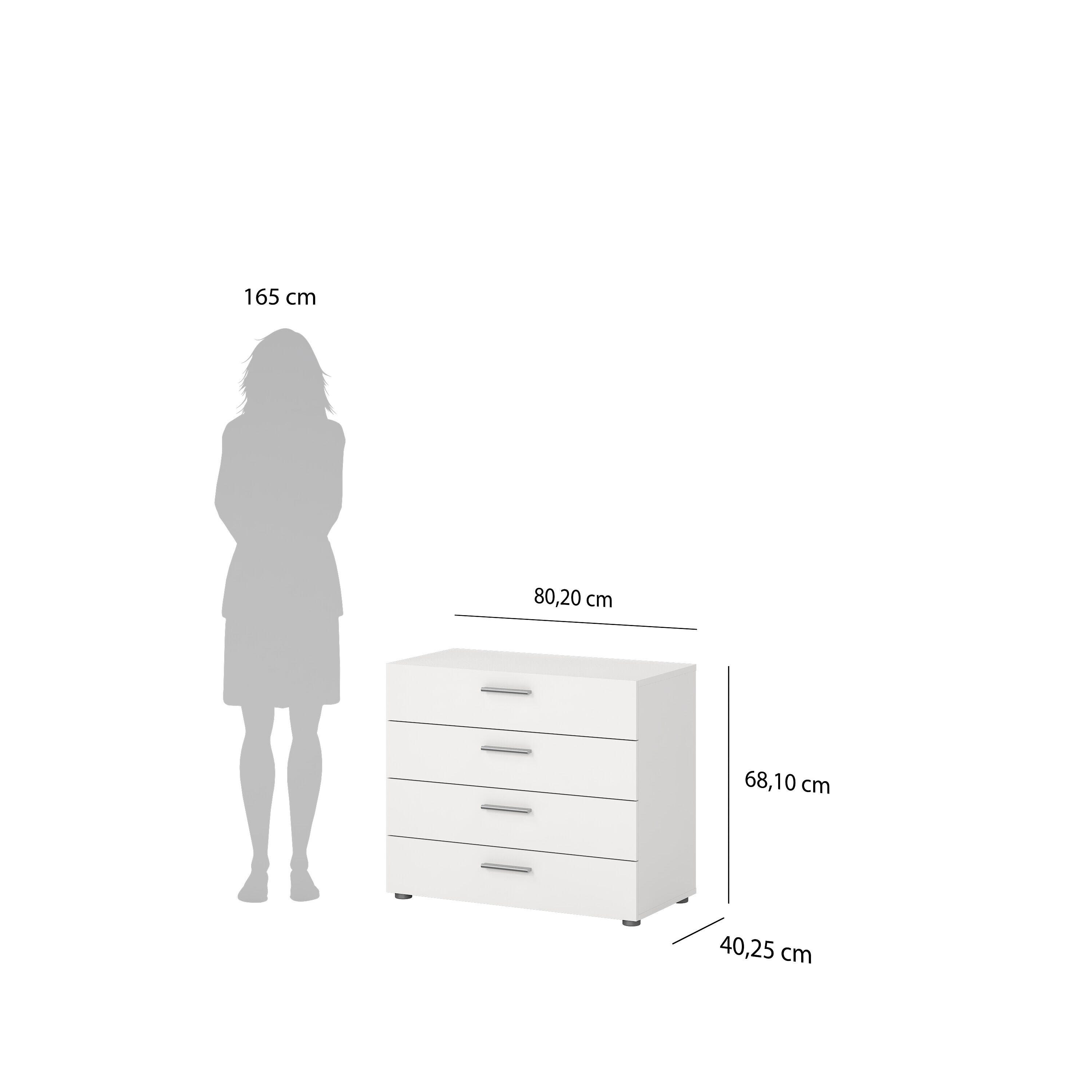 Tvilum Austin 4 Drawer Chest of Drawers, White, large