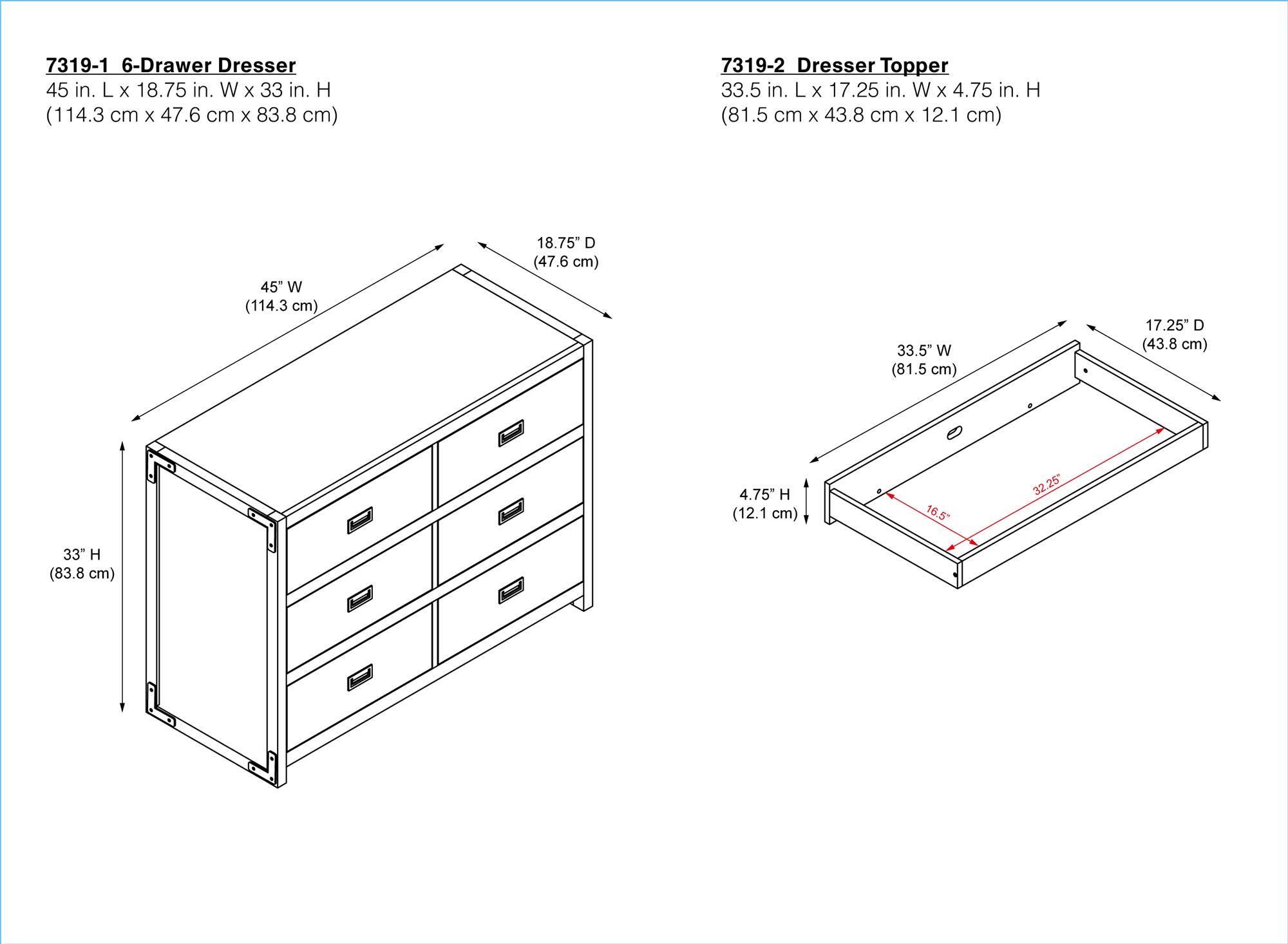 Baby Relax Frances 6-Drawer Dresser, Graphite Blue, large