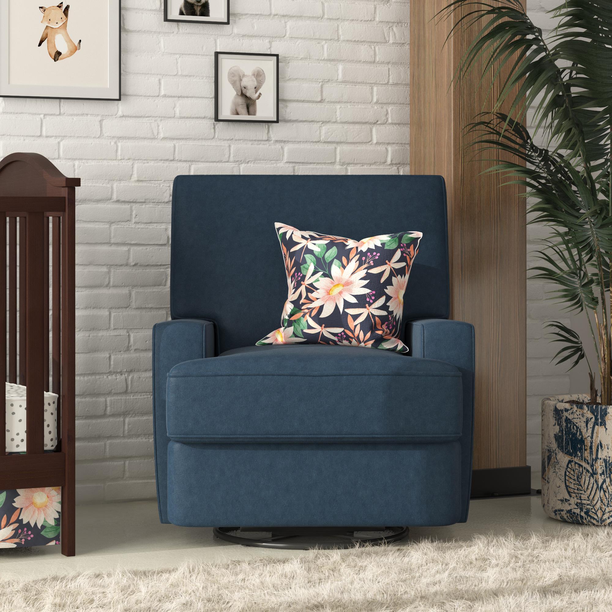 Baby Relax Rufus Swivel Glider Nursery Recliner, Blue, large