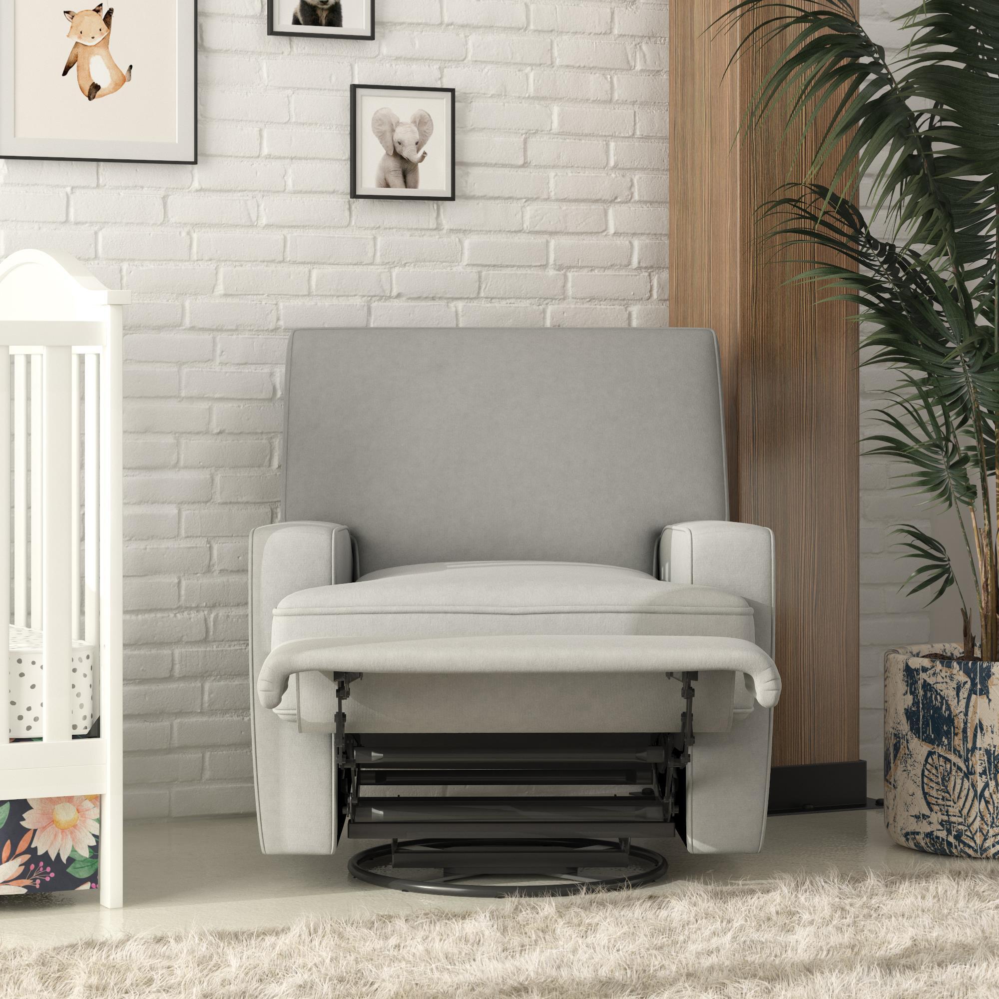 Baby Relax Rufus Swivel Glider Nursery Recliner, Gray, large
