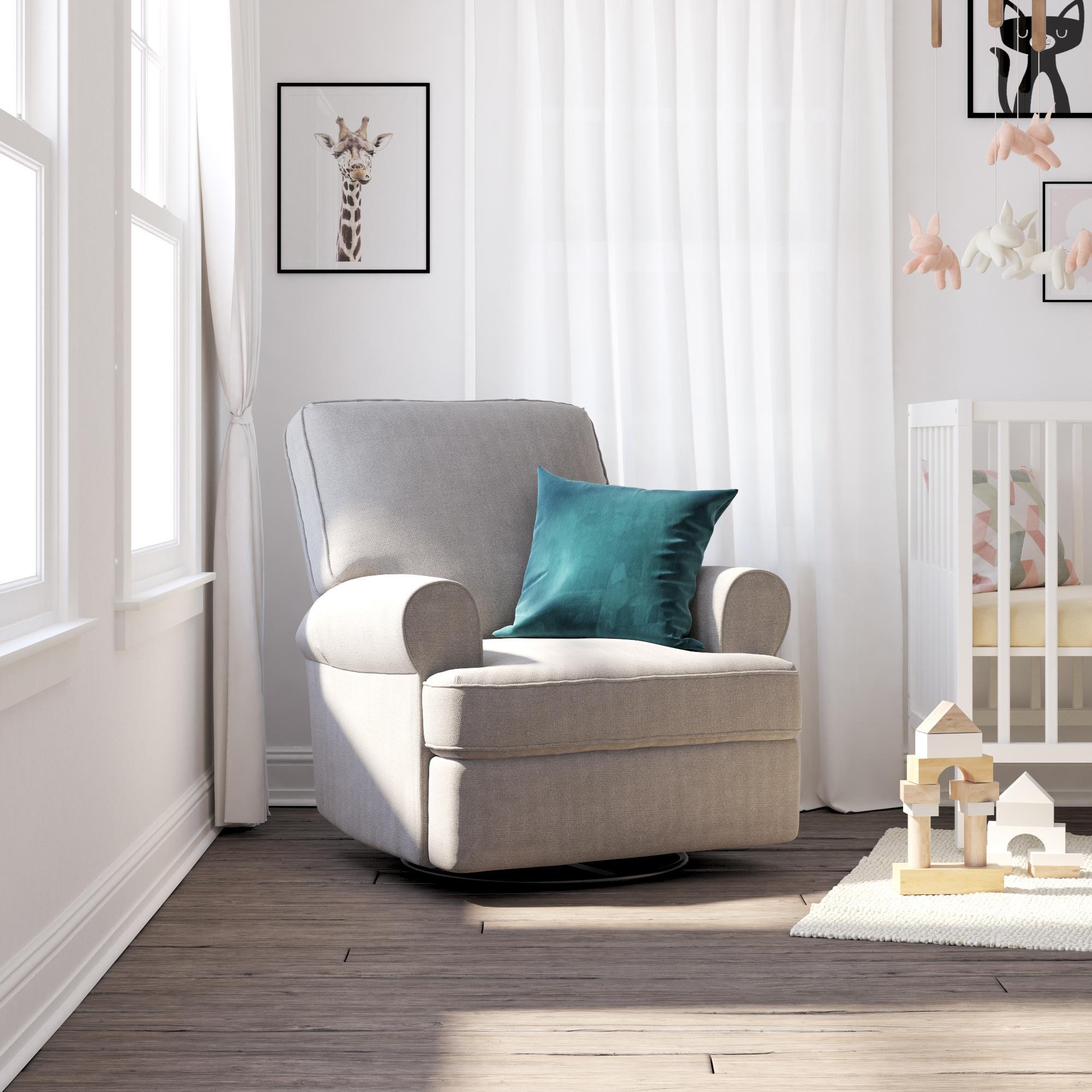 Baby Relax Mabel Swivel Gliding Nursery Recliner, Gray, rollover