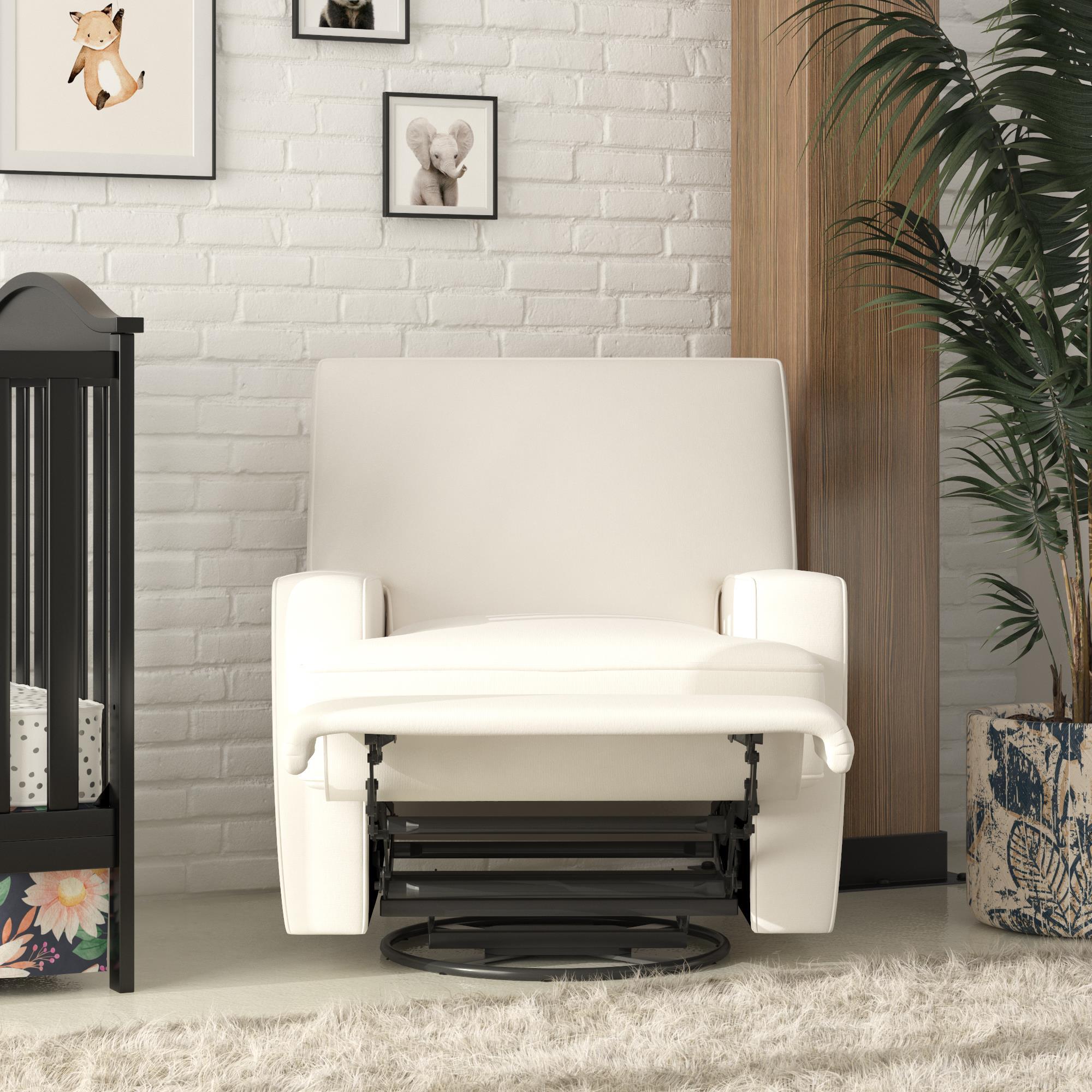 Baby Relax Rufus Swivel Glider Nursery Recliner, White, large