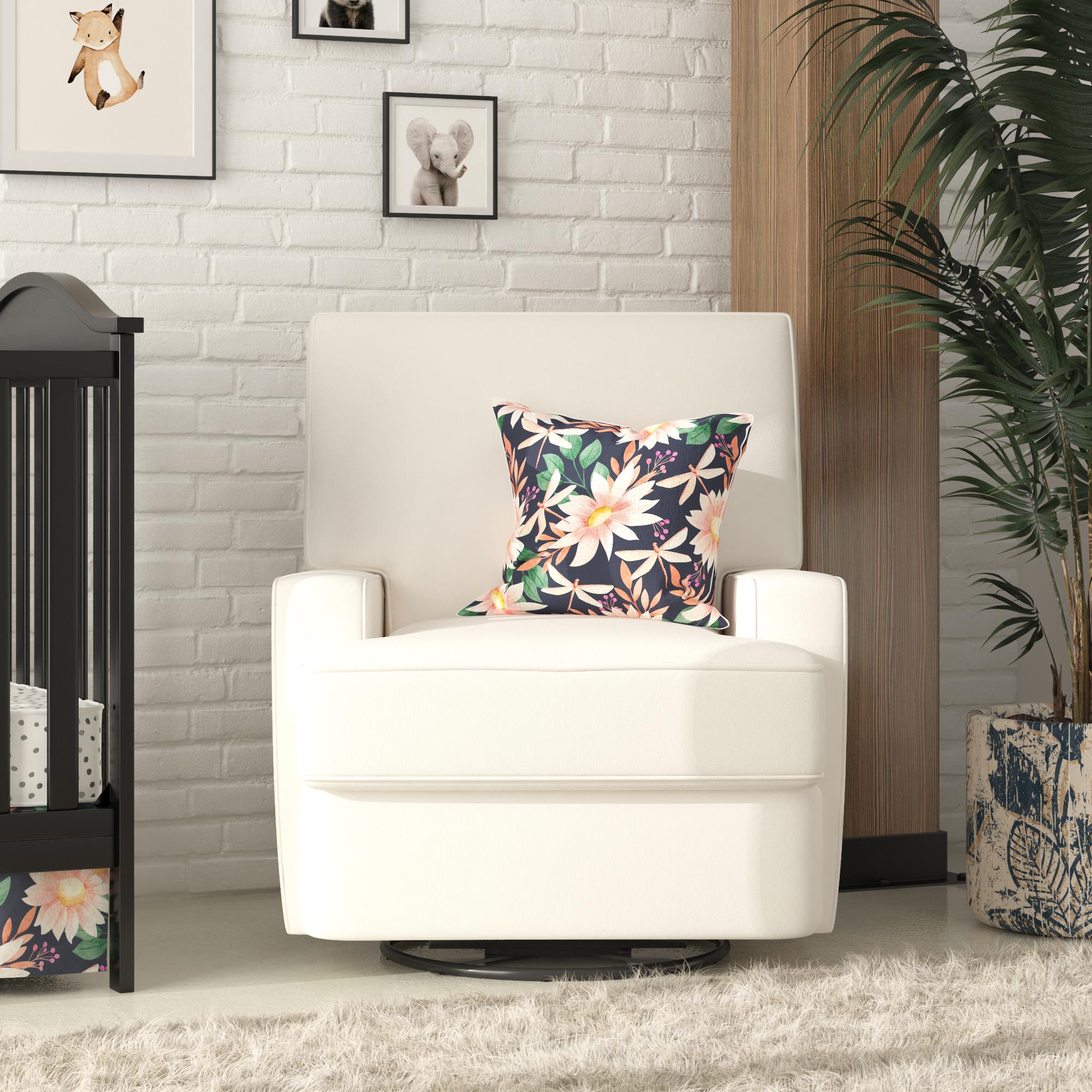 Baby Relax Rufus Swivel Glider Nursery Recliner, White, large