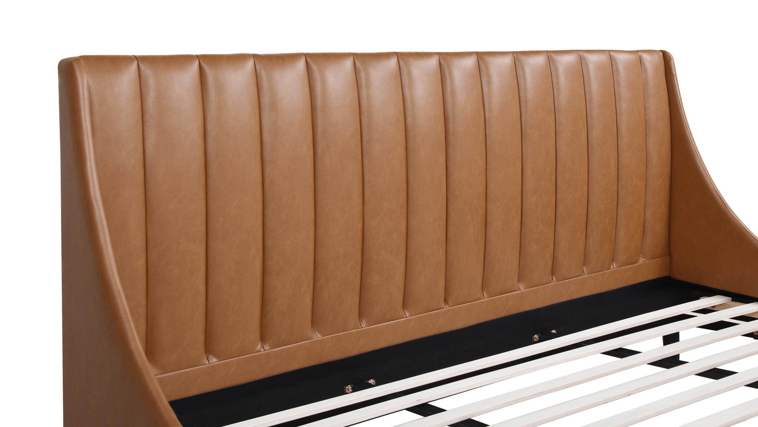 Jennifer Taylor Home Aspen Aspen Vertical Tufted Headboard Platform King Bed, Caramel Tan Brown, large