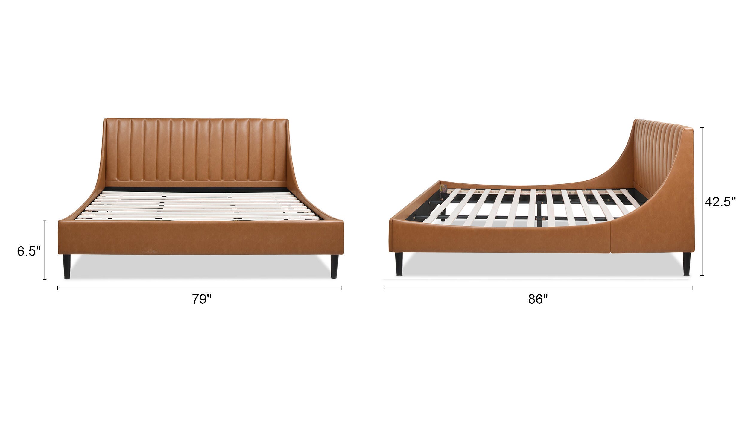 Jennifer Taylor Home Aspen Aspen Vertical Tufted Headboard Platform King Bed, Caramel Tan Brown, large