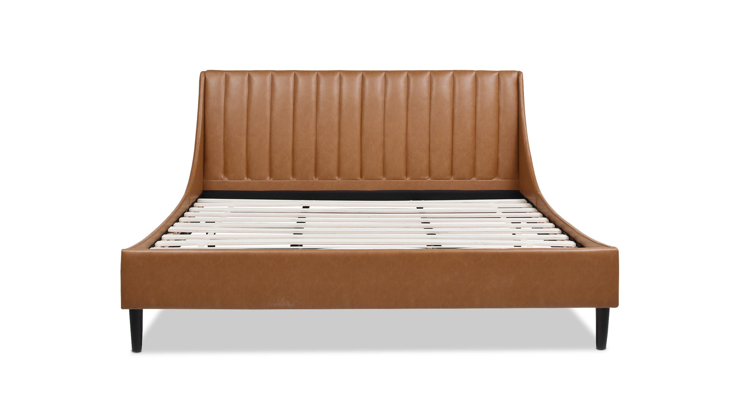 Jennifer Taylor Home Aspen Aspen Vertical Tufted Headboard Platform King Bed, Caramel Tan Brown, large