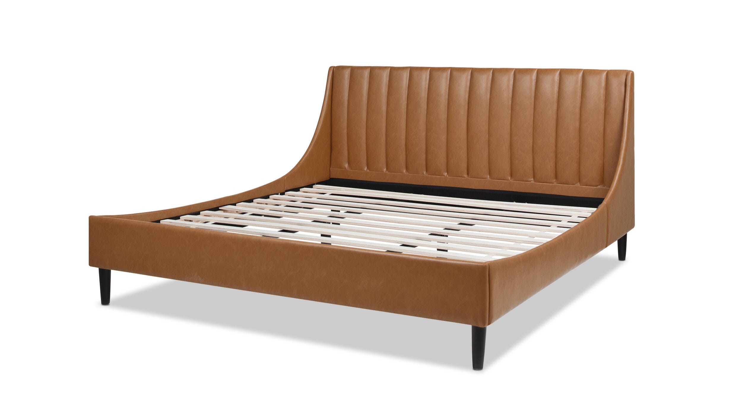 Jennifer Taylor Home Aspen Aspen Vertical Tufted Headboard Platform King Bed, Caramel Tan Brown, large
