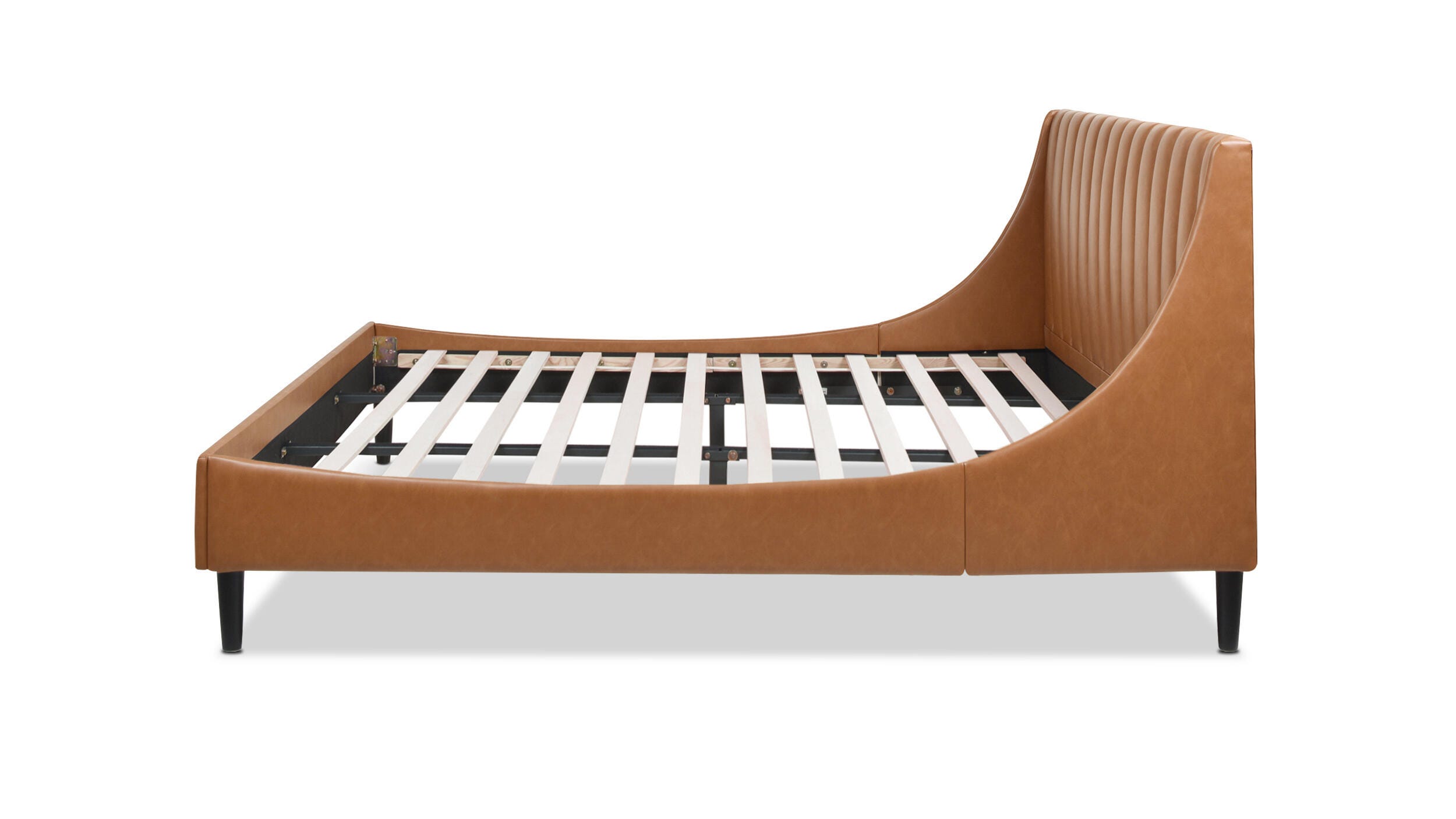 Jennifer Taylor Home Aspen Aspen Vertical Tufted Headboard Platform King Bed, Caramel Tan Brown, large