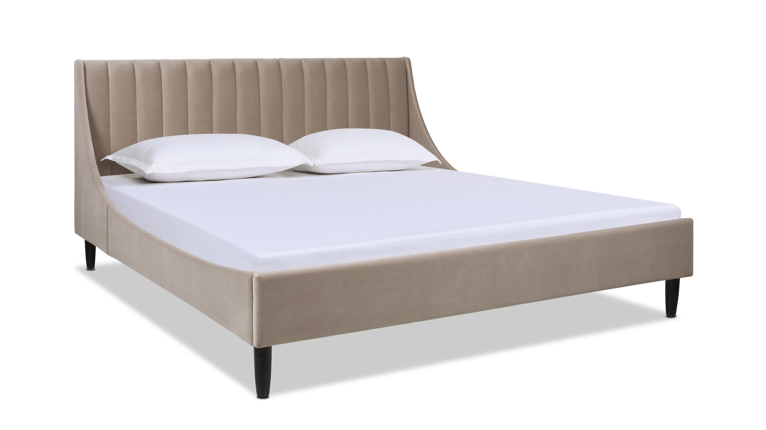 Jennifer Taylor Aspen Vertical Tufted Headboard Platform King Bed, Mink Beige, large