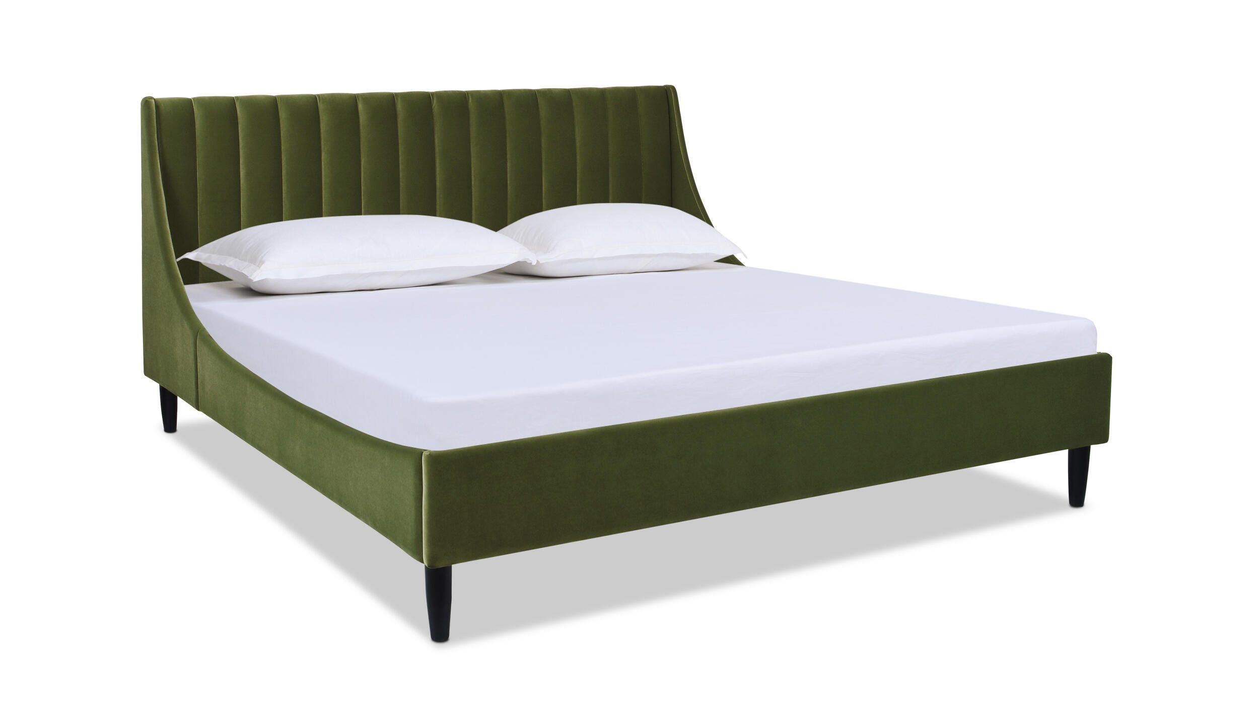 Jennifer Taylor Aspen Vertical Tufted Headboard Platform King Bed, Olive Green, large