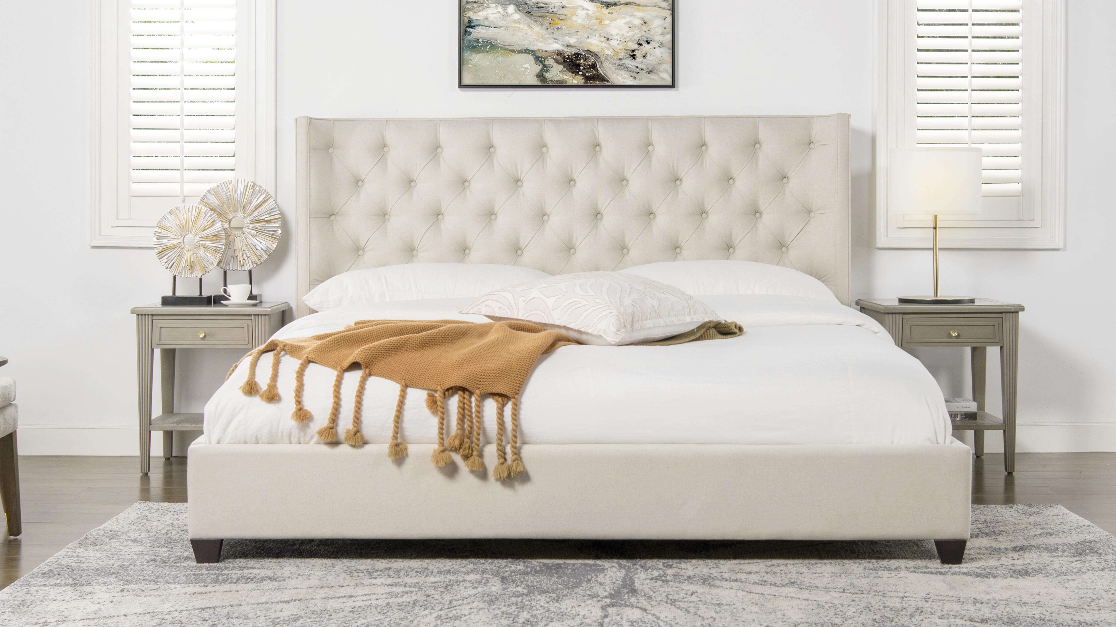 Jennifer Taylor Home Manhattan King Upholstered Bed with Tufted Headboard, , rollover