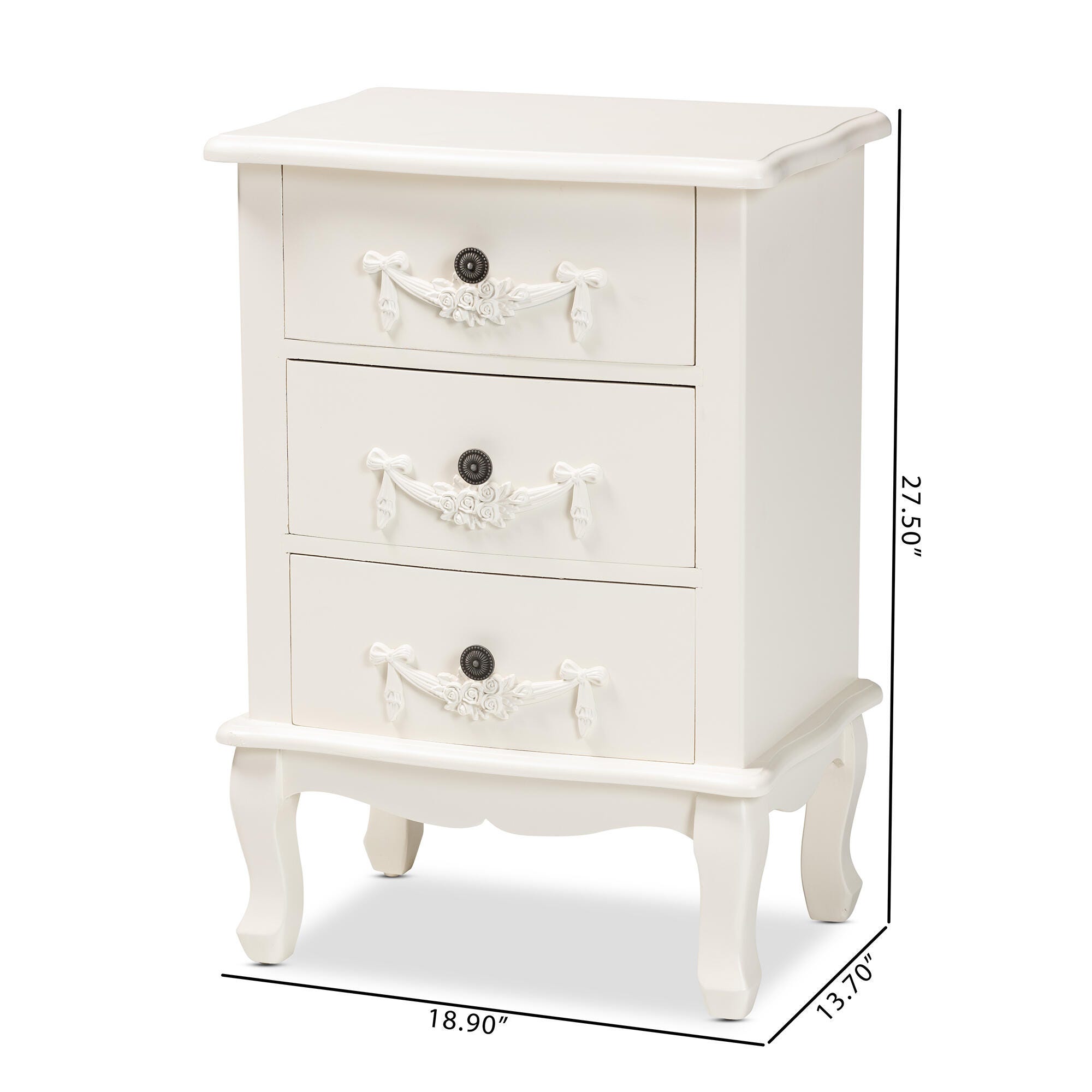 Baxton Studio Callen 3-Drawer Nightstand, , large