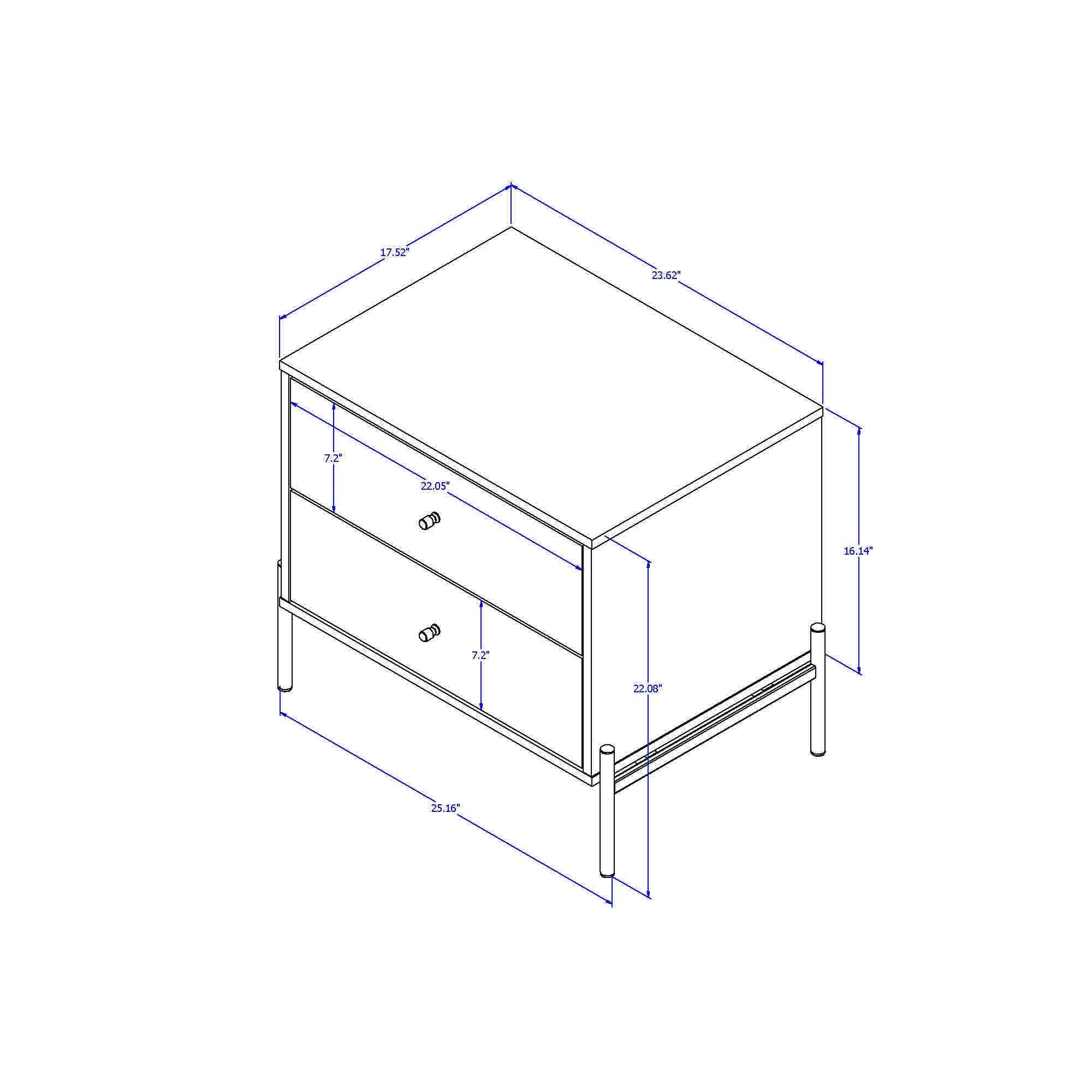 Manhattan Comfort 25" 2 Drawer Nightstand, Gray, large