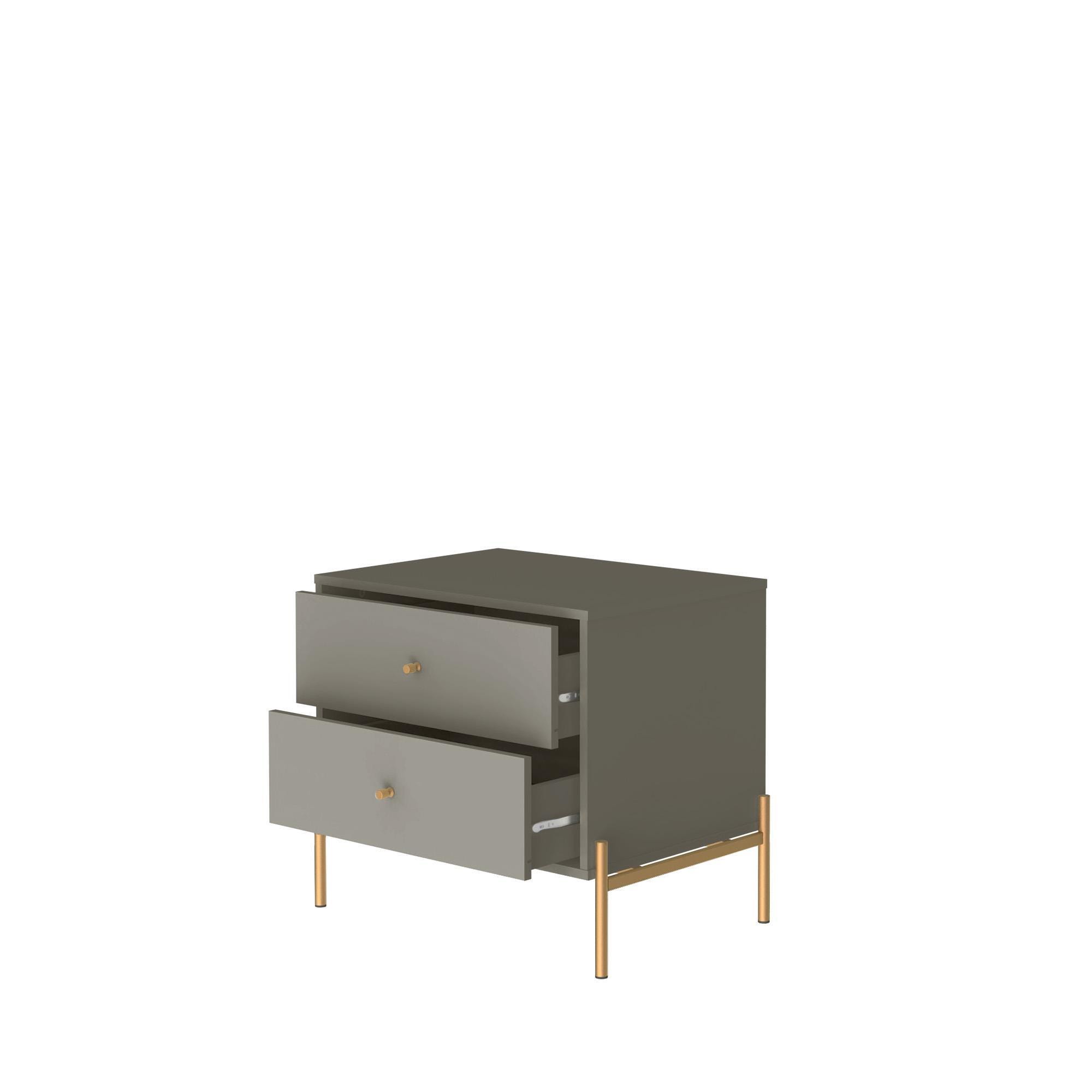 Manhattan Comfort 25" 2 Drawer Nightstand, Gray, large
