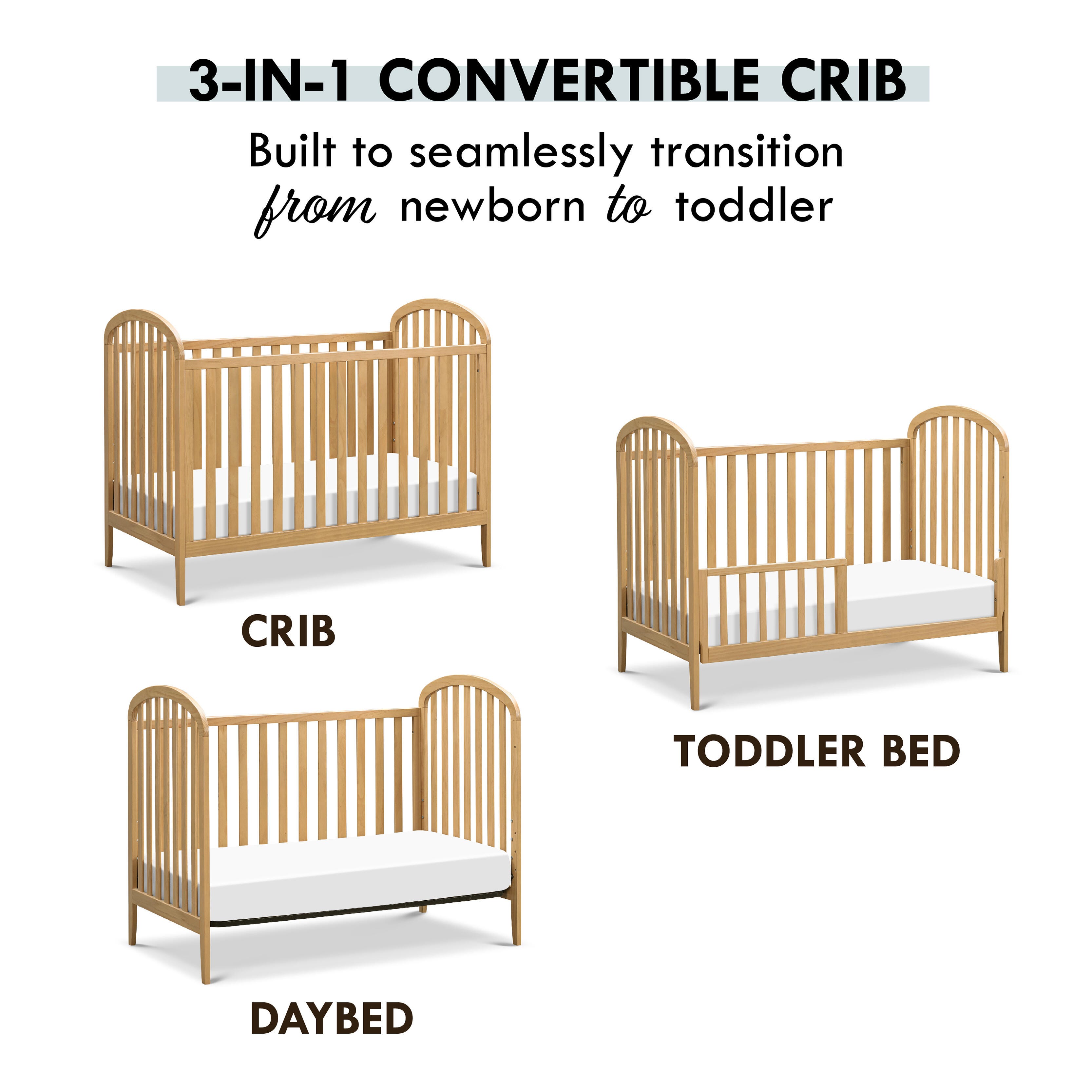 Beau 3-in-1 Convertible Crib 3-in-1 Convertible Crib, Honey, large