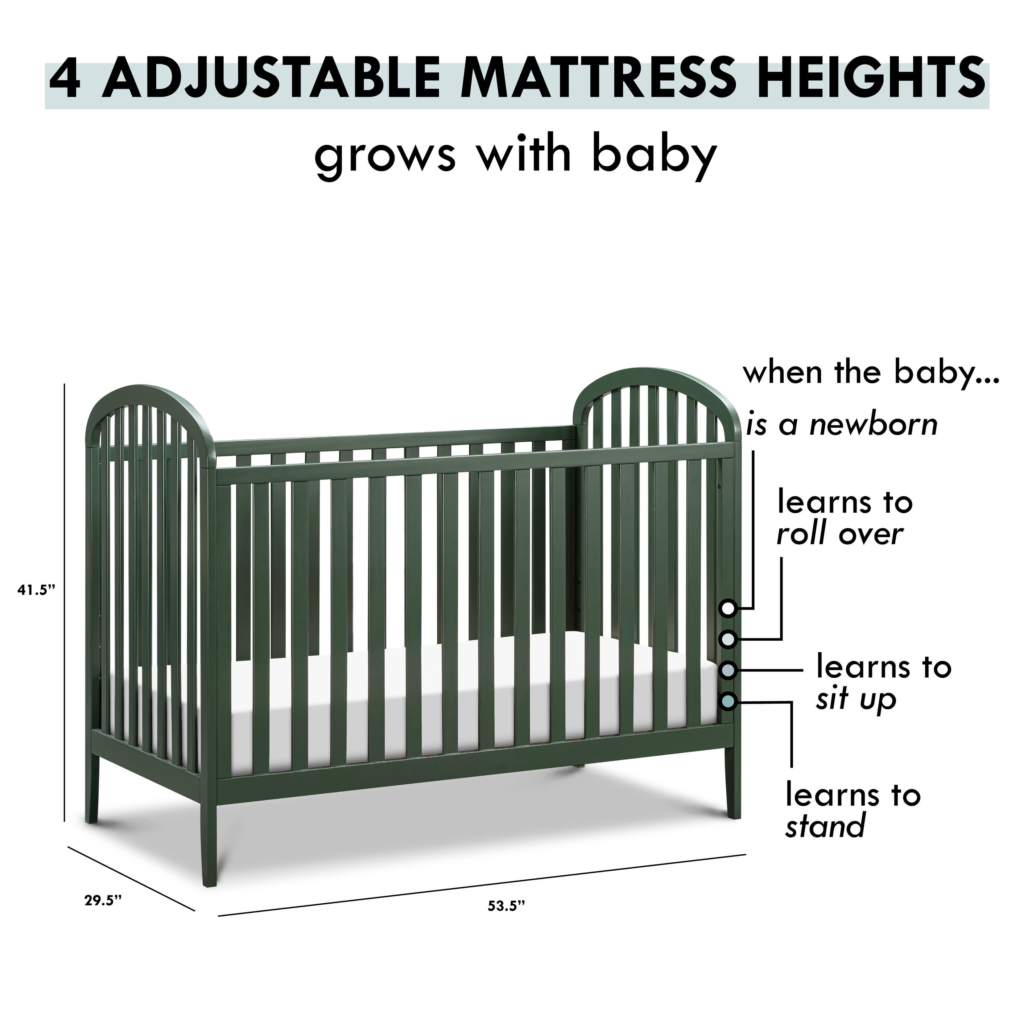 Beau 3-in-1 Convertible Crib, Forest Green, large