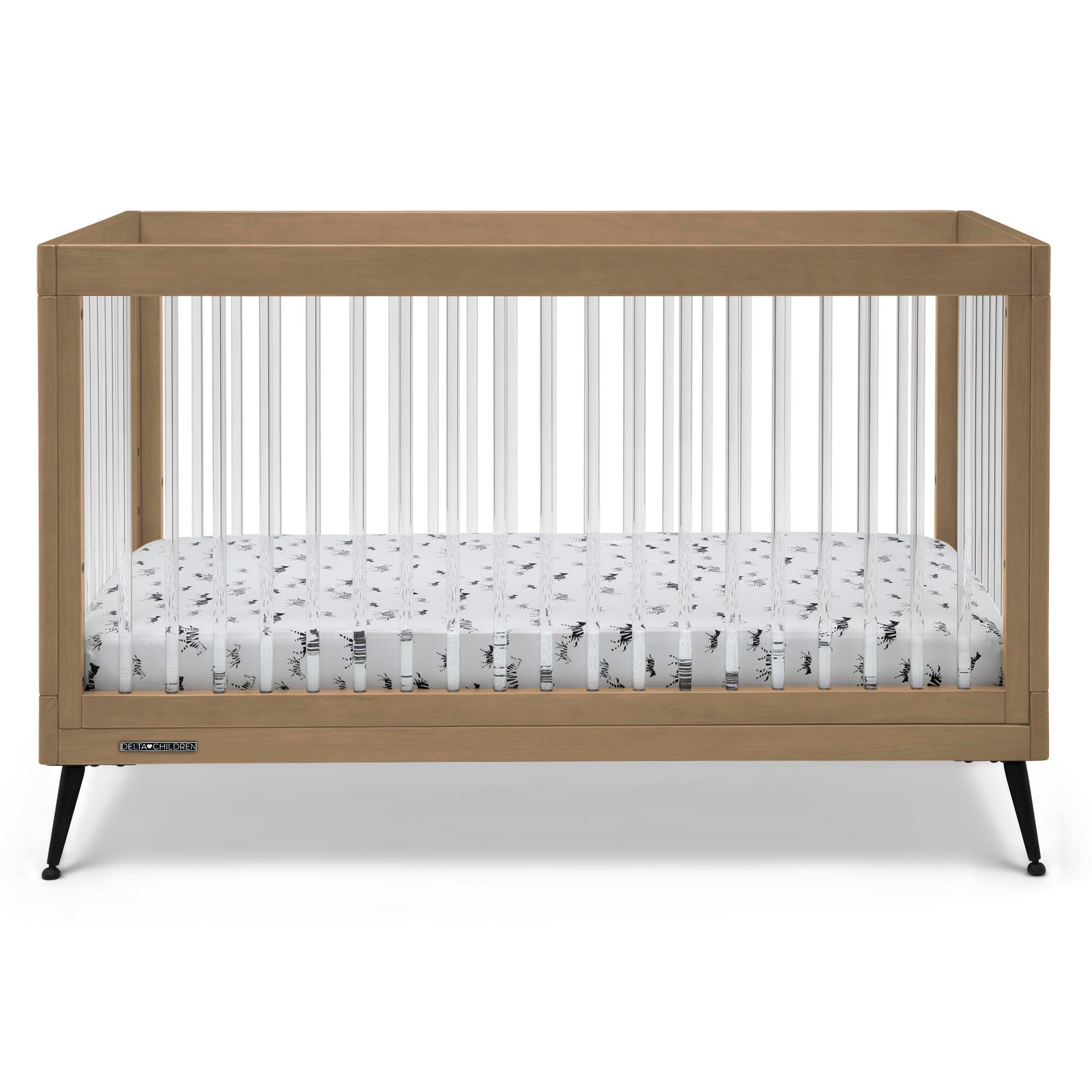Delta Children Sloane 4-in-1 Acrylic Convertible Crib, Acorn/Matte Black, large