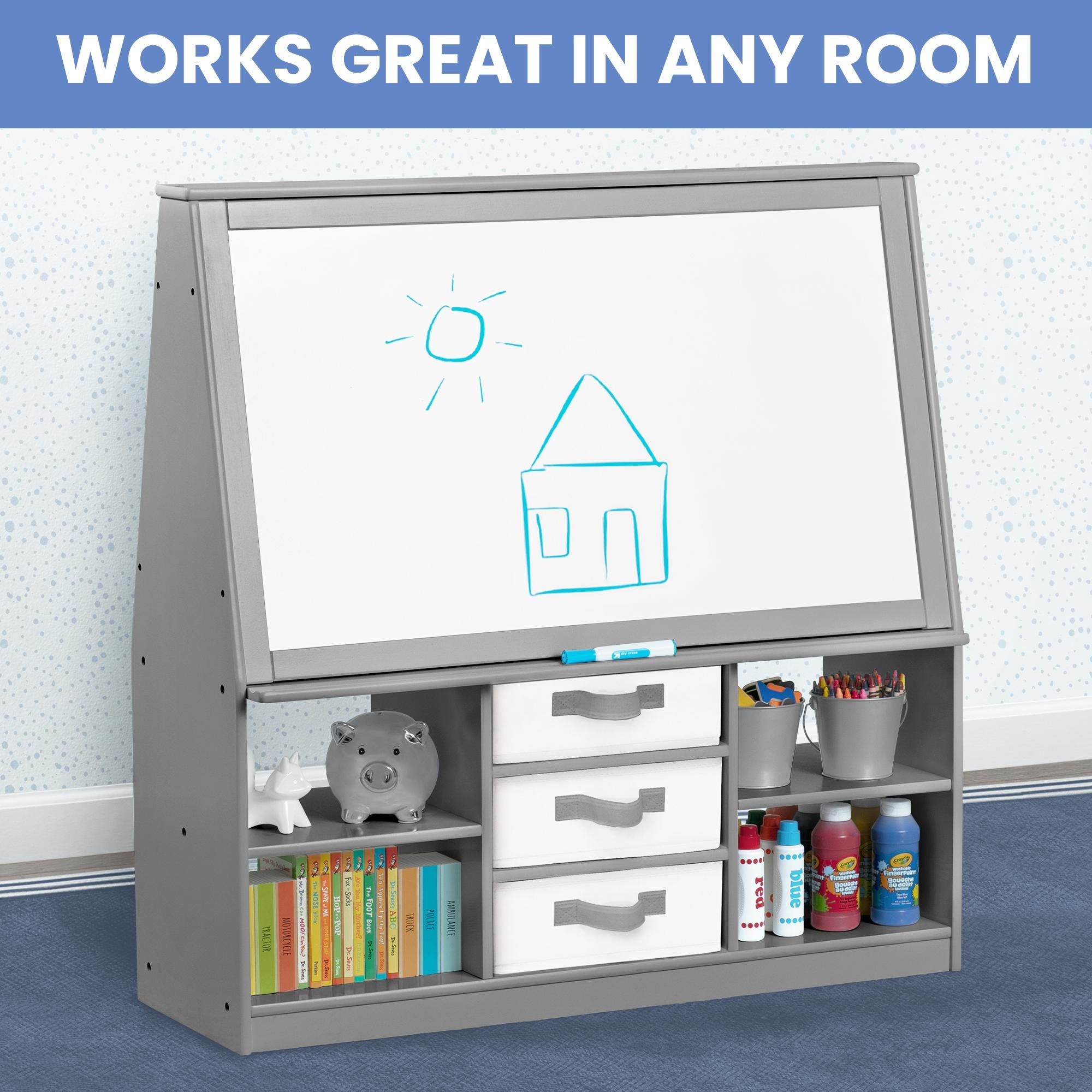 Delta Children Deluxe Double-Sided Easel and Storage Unit, , large