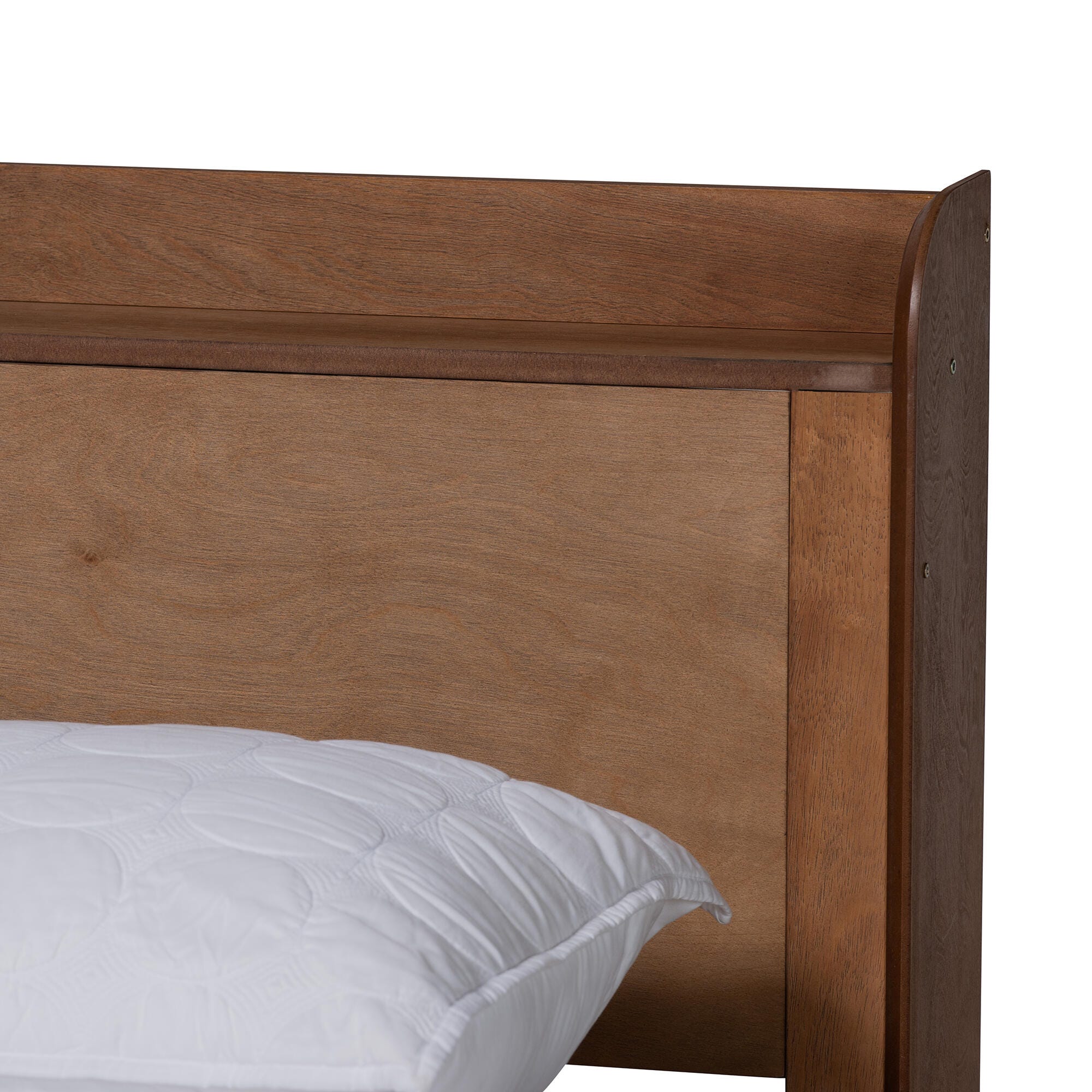 Baxton Studio Decker Queen Platform Bed with Charging Station, Walnut Brown, large