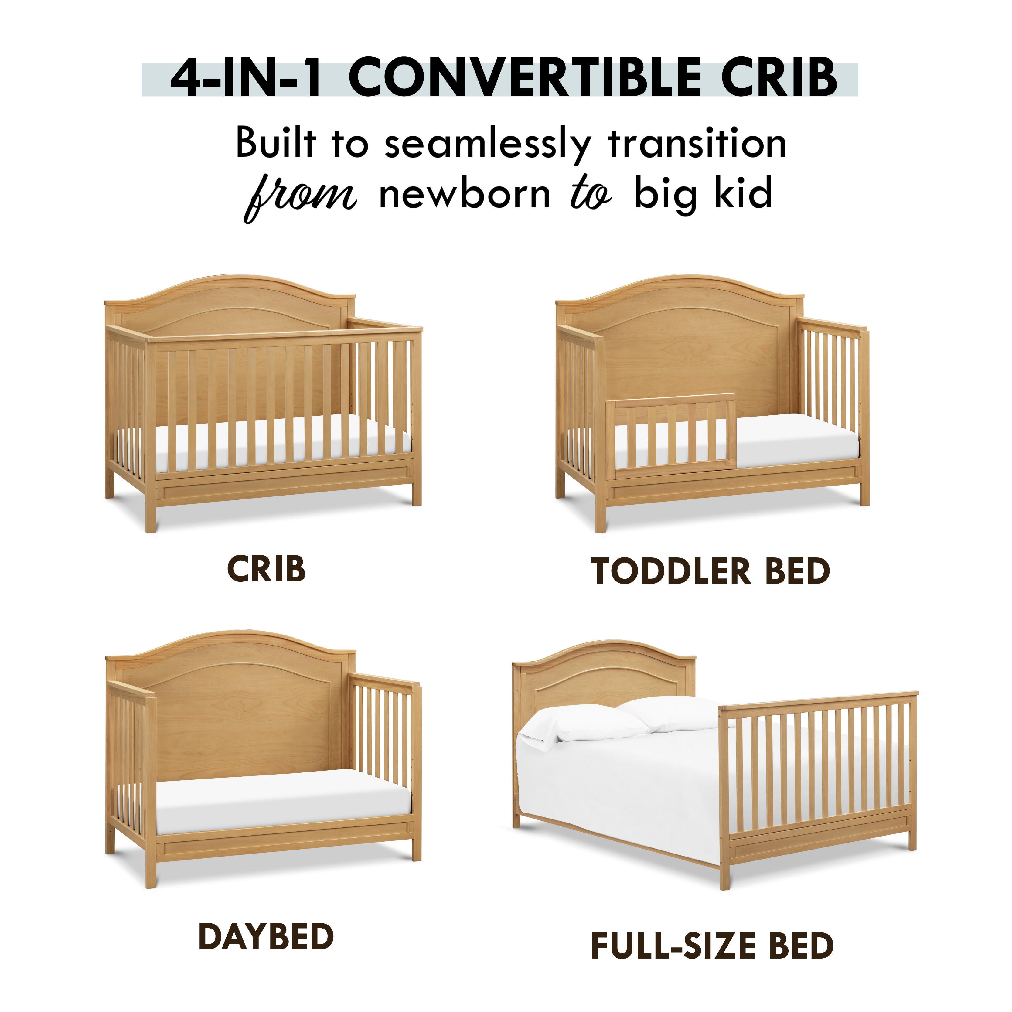 Davinci Charlie 4-in-1 Convertible Crib, Honey, large