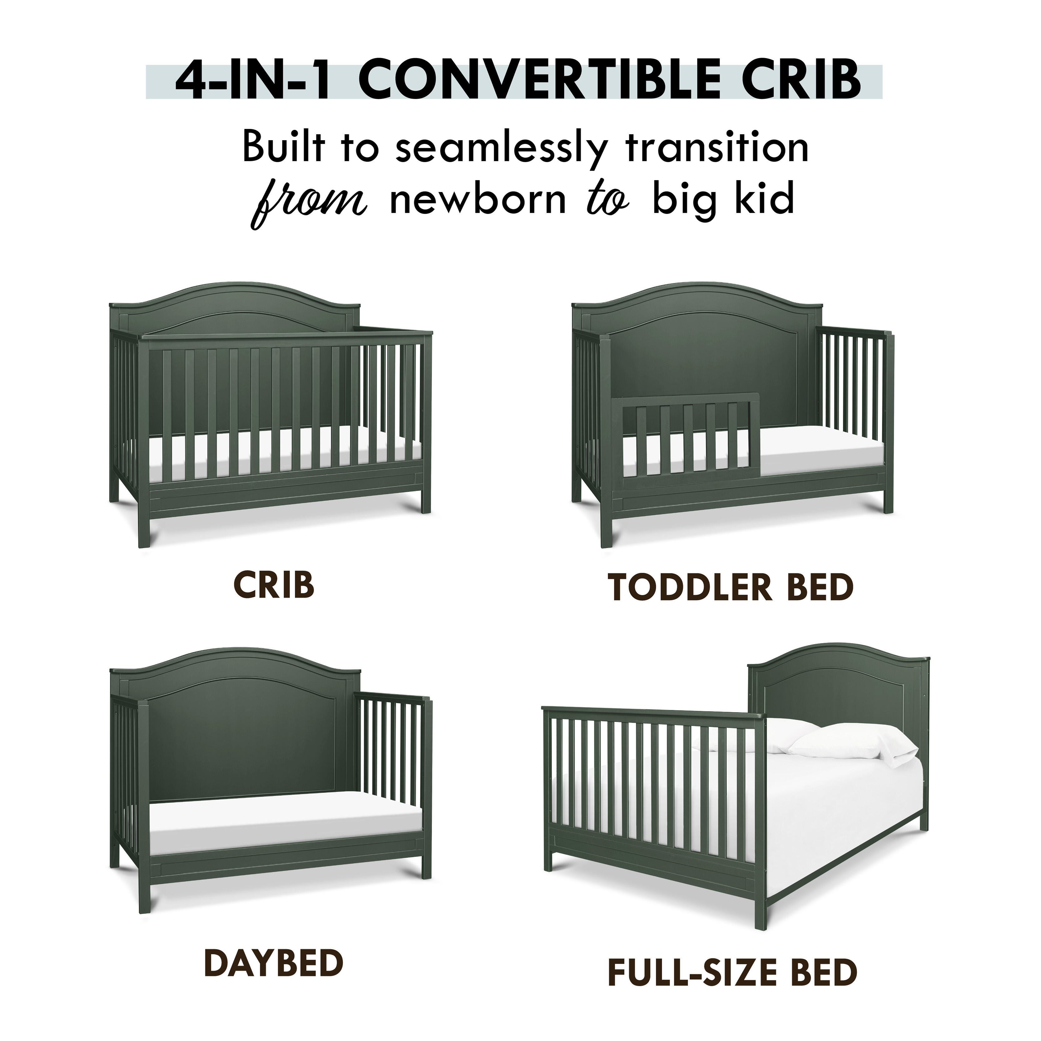 DaVinci Charlie 4-in-1 Convertible Crib, Forest Green, large