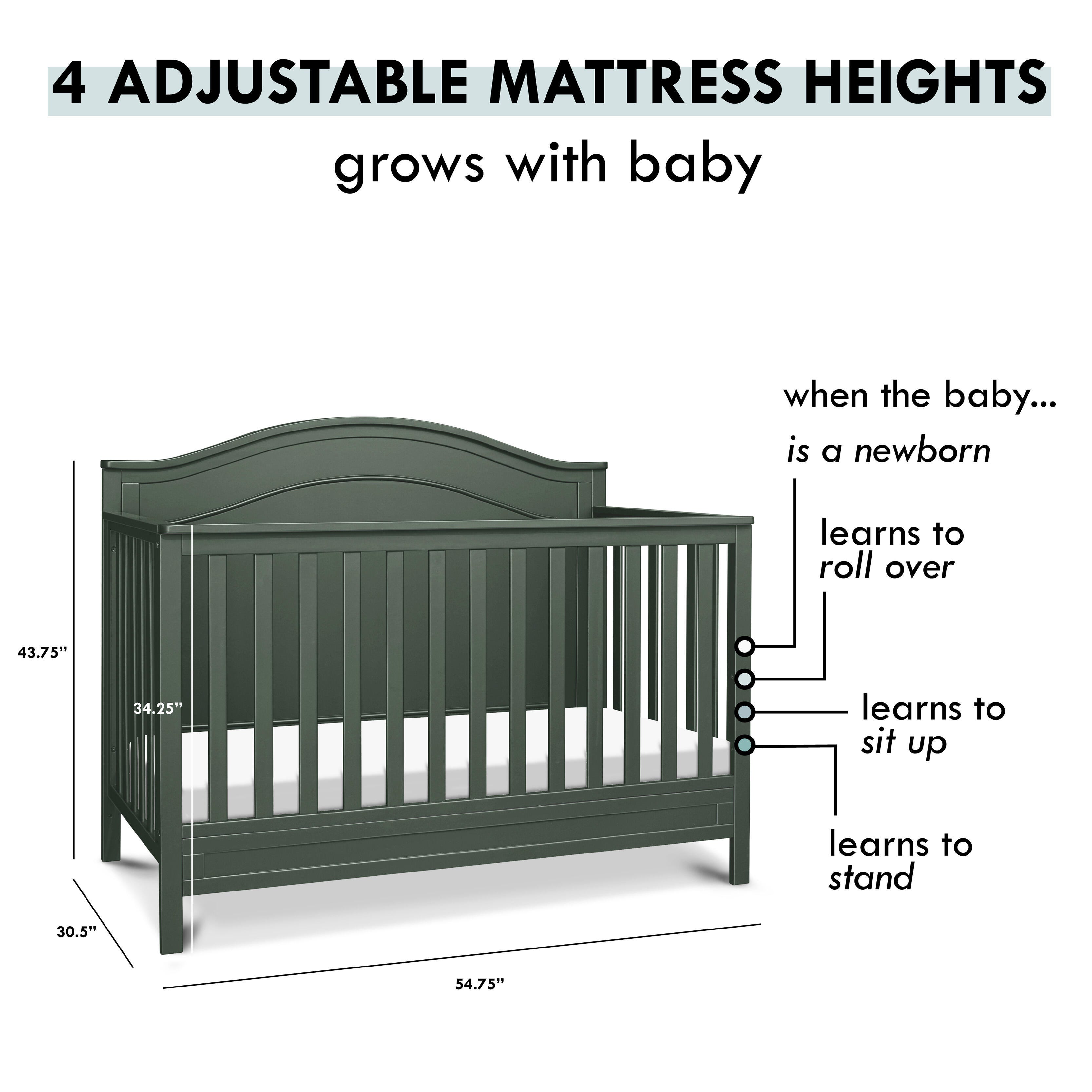 DaVinci Charlie 4-in-1 Convertible Crib, Forest Green, large