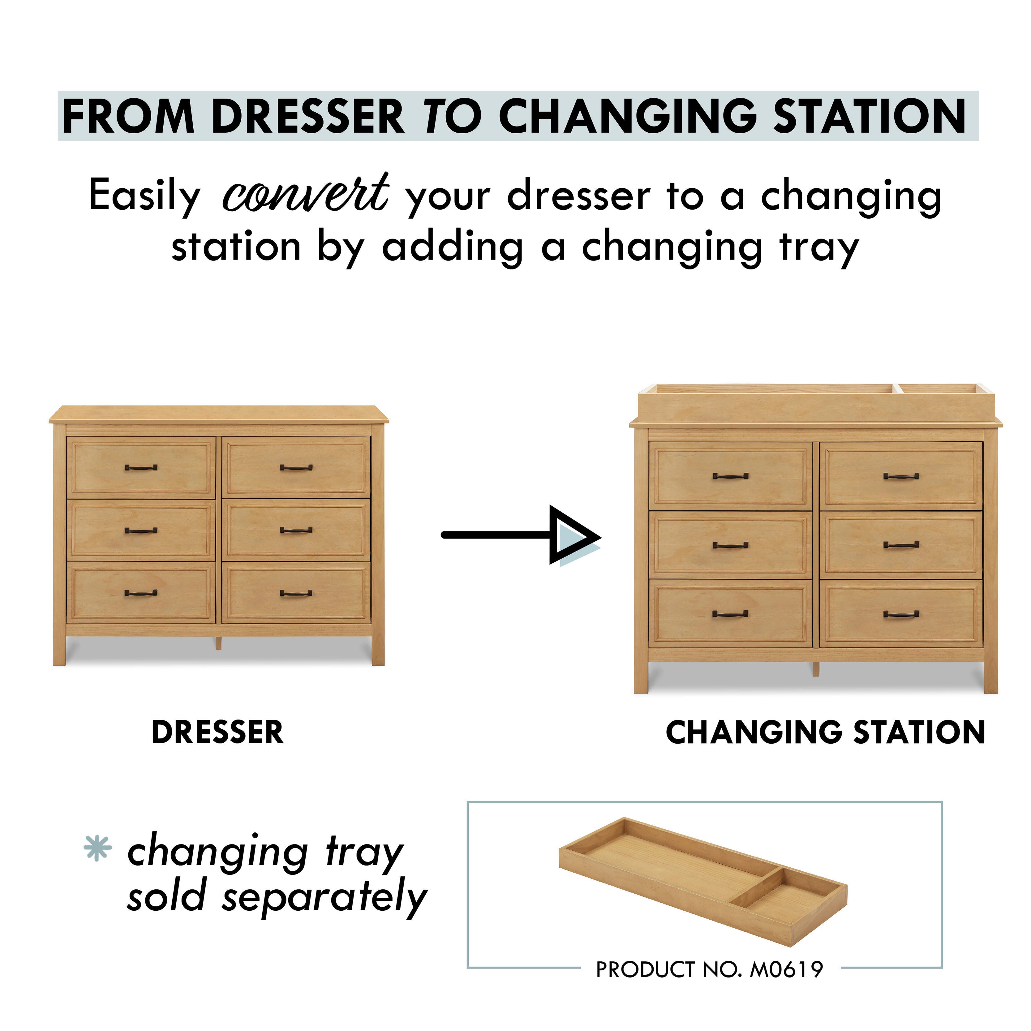DaVinci Charlie 6-Drawer Double Dresser, Honey, large